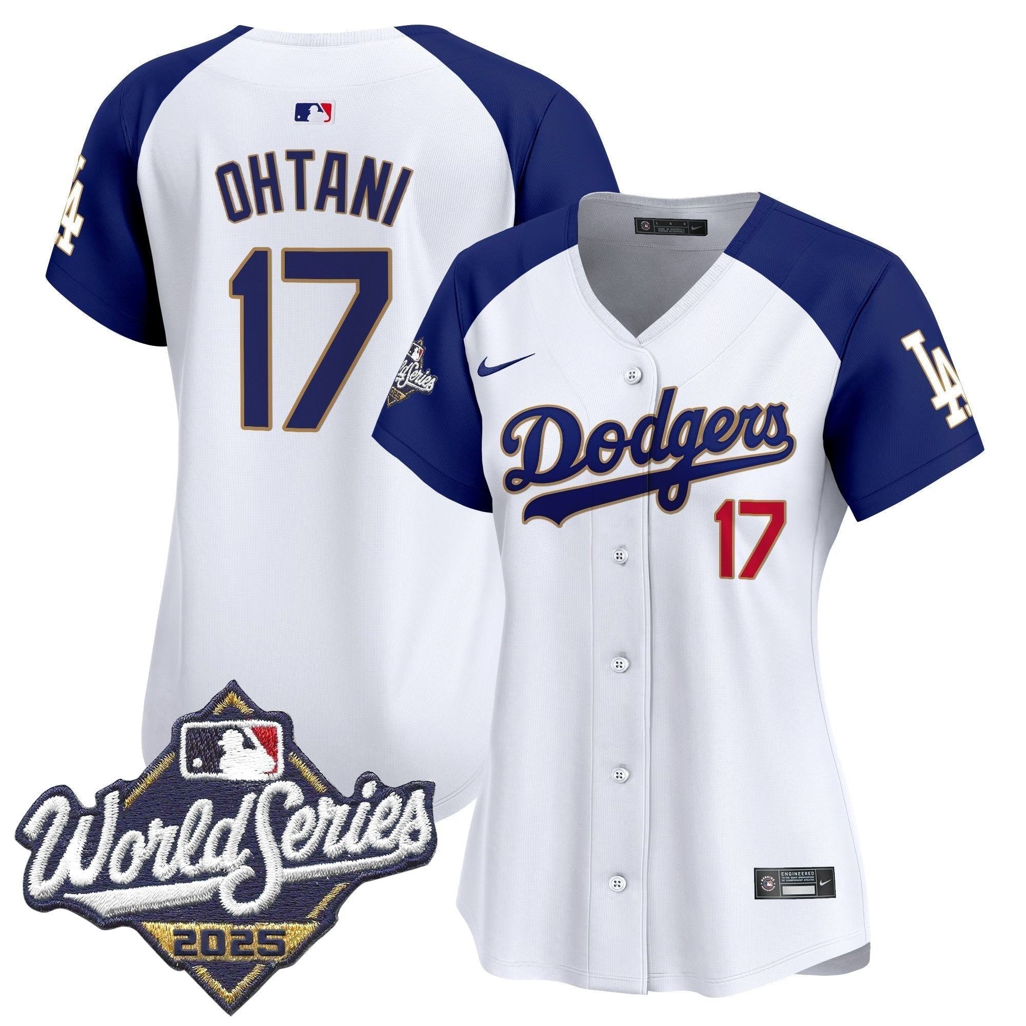 Women's Dodgers 2025 World Series Gold Trim Vapor Premier Limited Jersey - Stitched