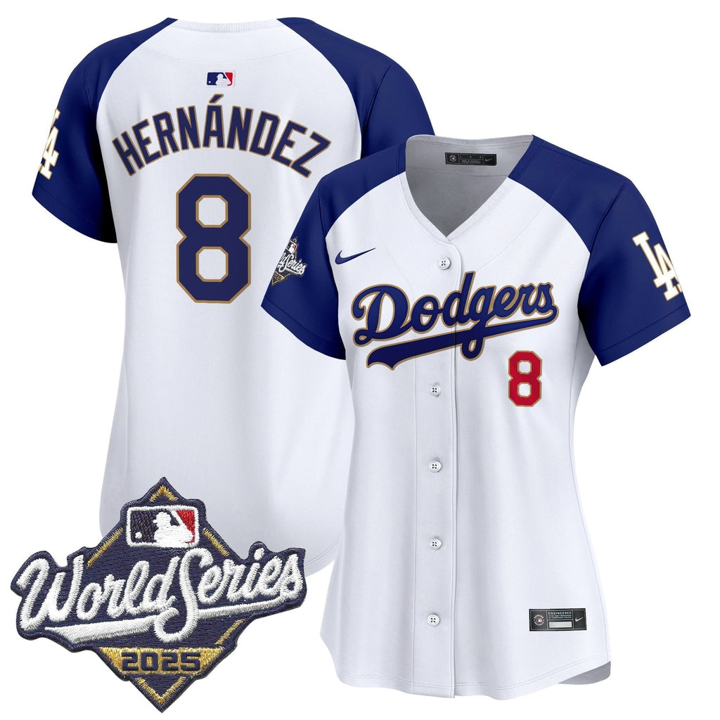 Women's Dodgers 2025 World Series Gold Trim Vapor Premier Limited Jersey - Stitched