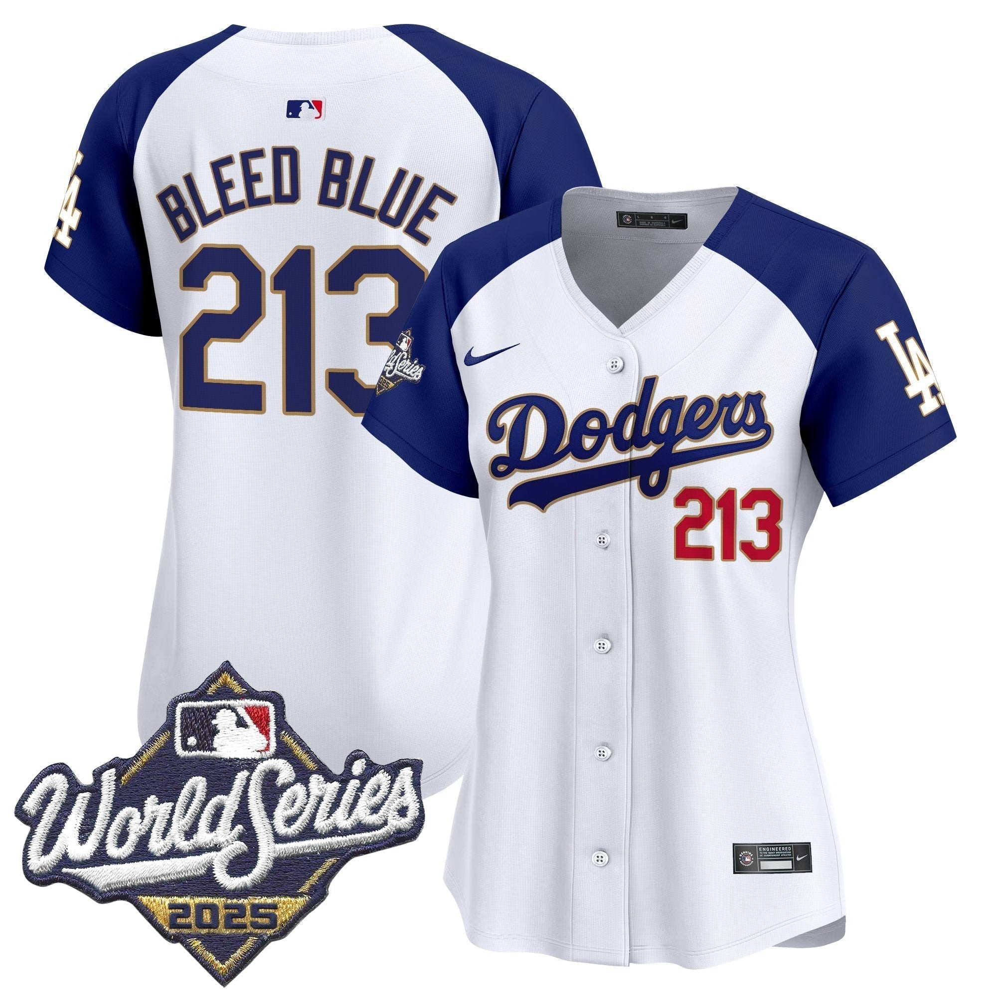 Women's Dodgers 2025 World Series Gold Trim Vapor Premier Limited Jersey - Stitched