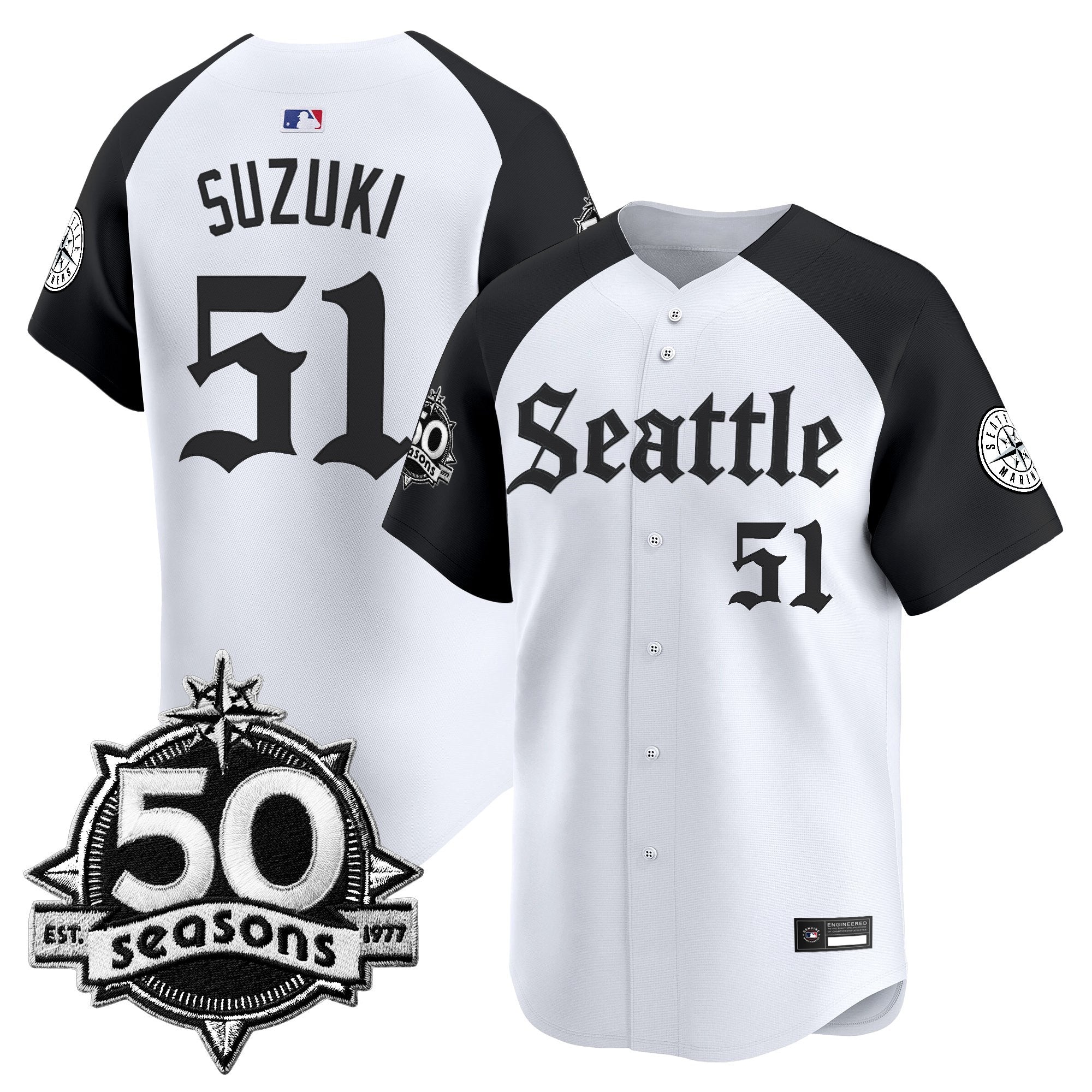 SEA 50 Seasons Patch Vapor Premier Limited Jersey - Gothic Edition - Stitched