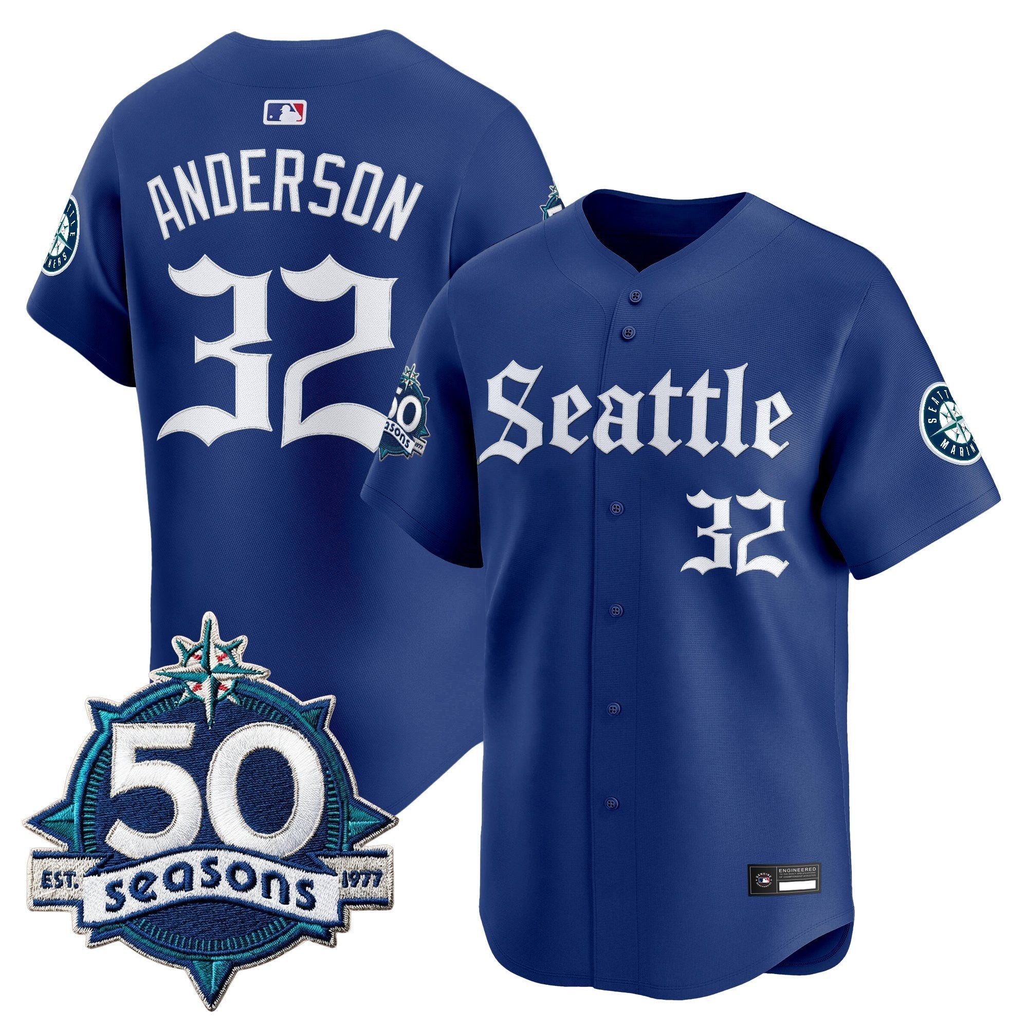 SEA 50 Seasons Patch Vapor Premier Limited Jersey - Gothic Edition - Stitched