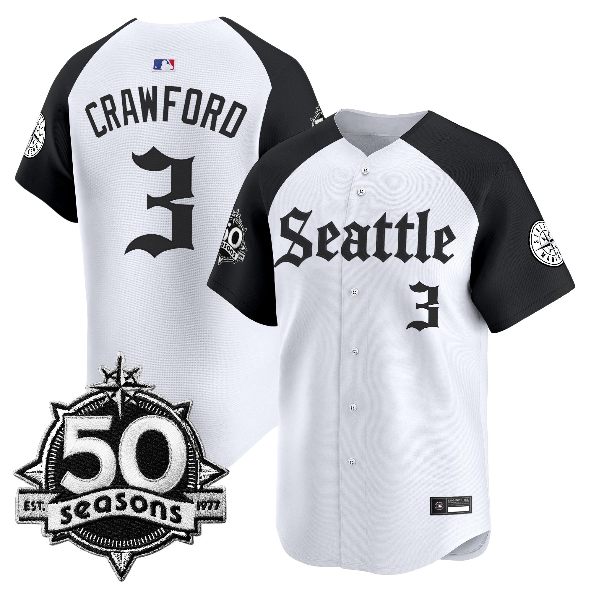 SEA 50 Seasons Patch Vapor Premier Limited Jersey - Gothic Edition - Stitched