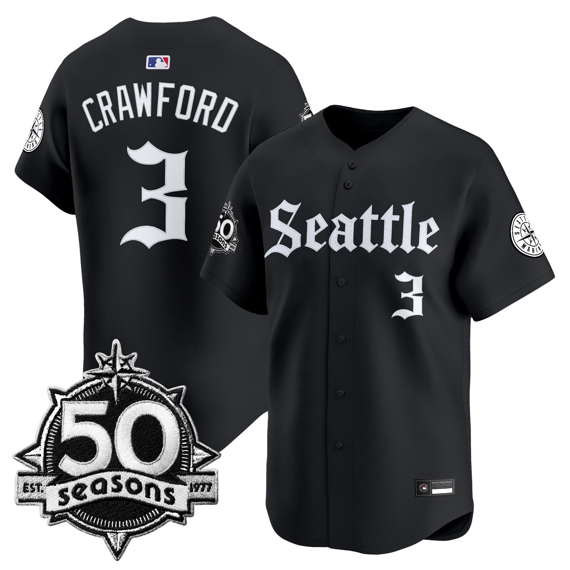 SEA 50 Seasons Patch Vapor Premier Limited Jersey - Gothic Edition - Stitched