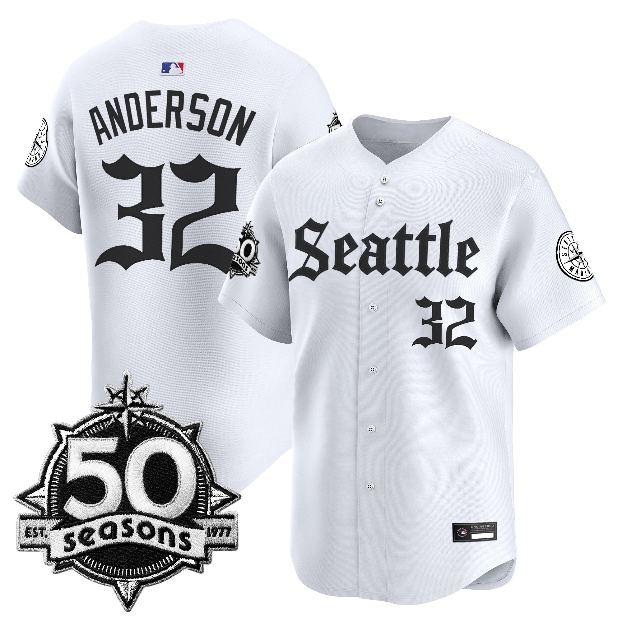 SEA 50 Seasons Patch Vapor Premier Limited Jersey - Gothic Edition - Stitched