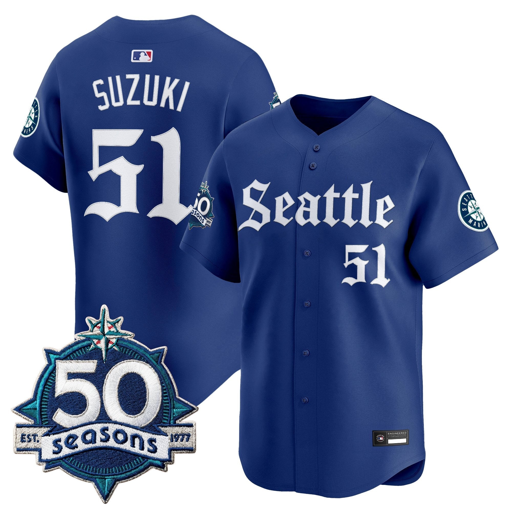 SEA 50 Seasons Patch Vapor Premier Limited Jersey - Gothic Edition - Stitched