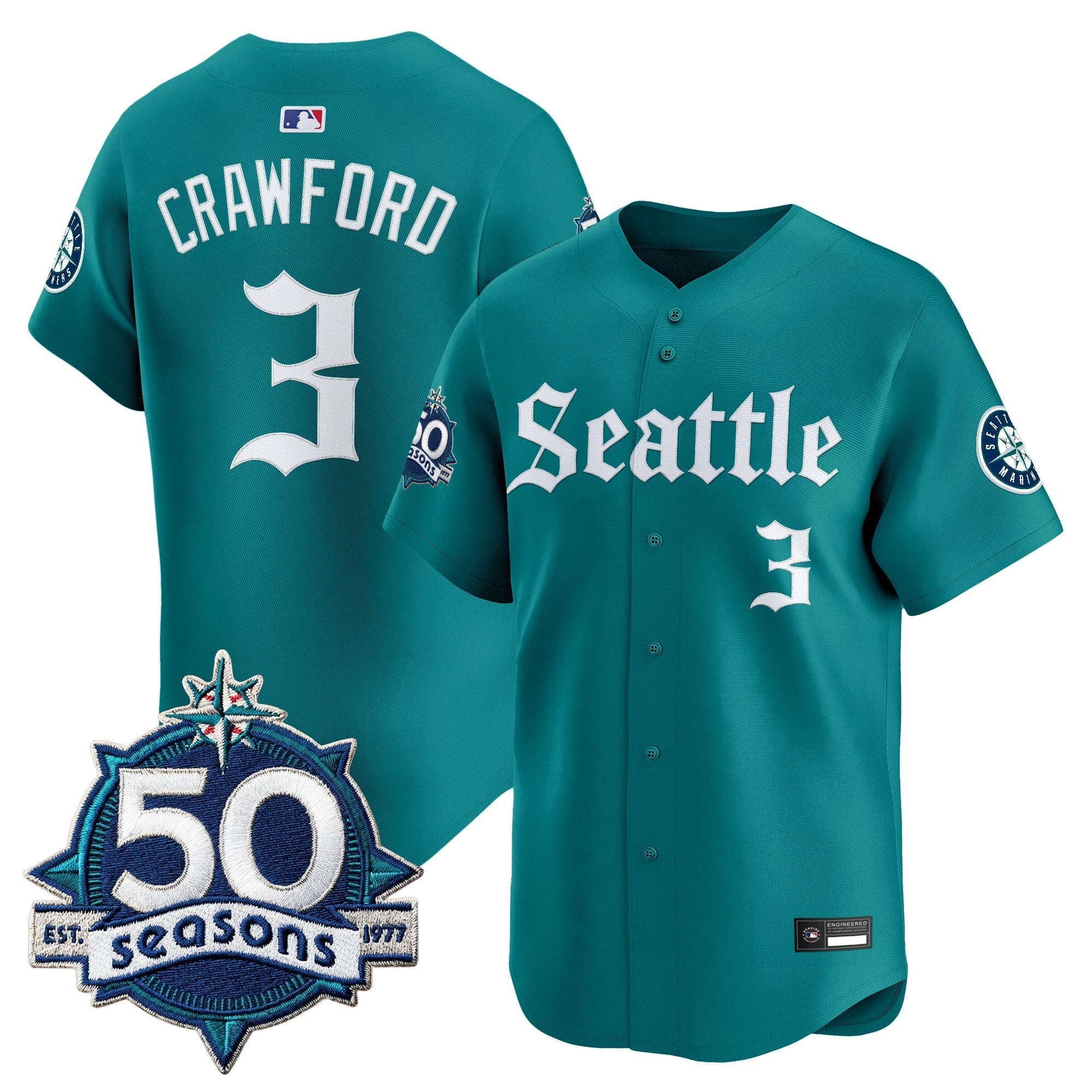 SEA 50 Seasons Patch Vapor Premier Limited Jersey - Gothic Edition - Stitched