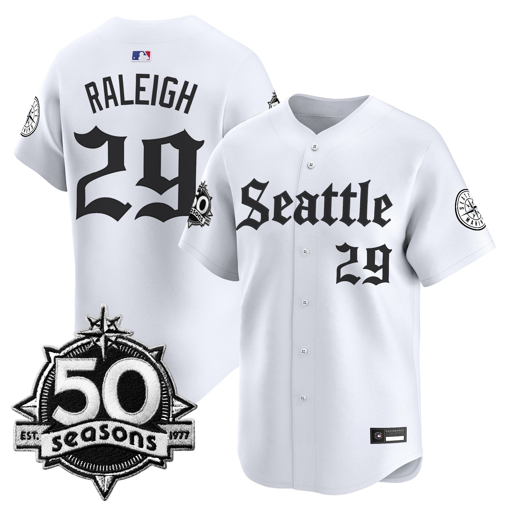 SEA 50 Seasons Patch Vapor Premier Limited Jersey - Gothic Edition - Stitched
