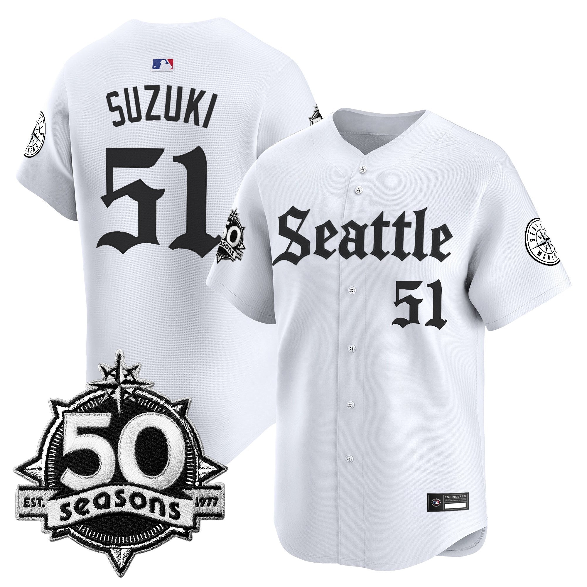 SEA 50 Seasons Patch Vapor Premier Limited Jersey - Gothic Edition - Stitched