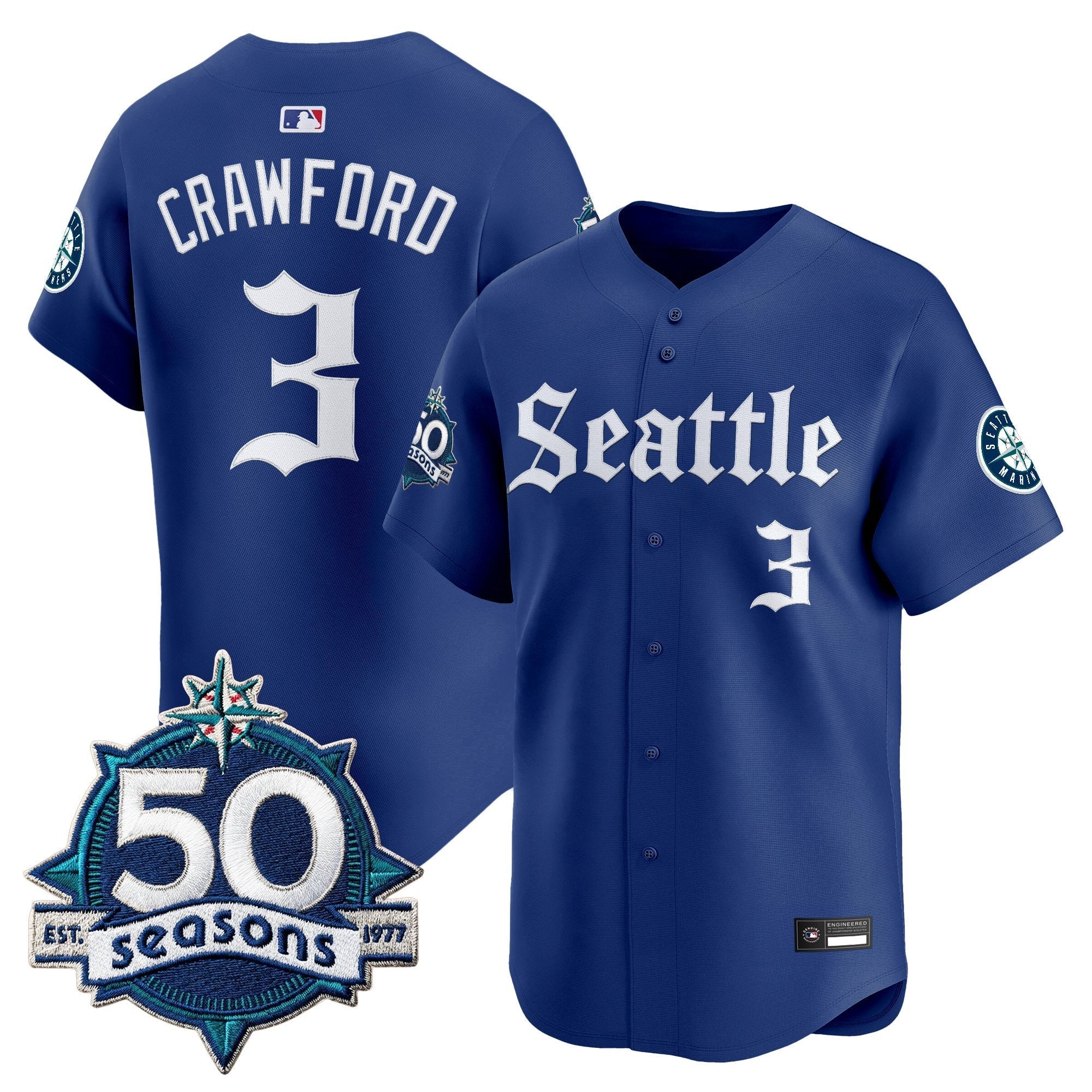 SEA 50 Seasons Patch Vapor Premier Limited Jersey - Gothic Edition - Stitched