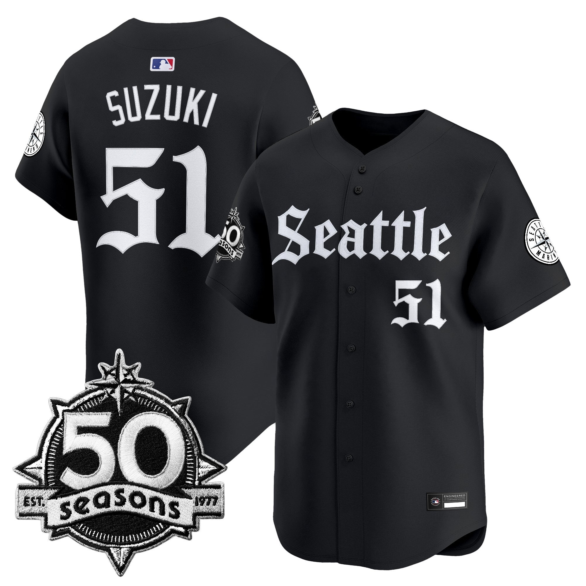 SEA 50 Seasons Patch Vapor Premier Limited Jersey - Gothic Edition - Stitched