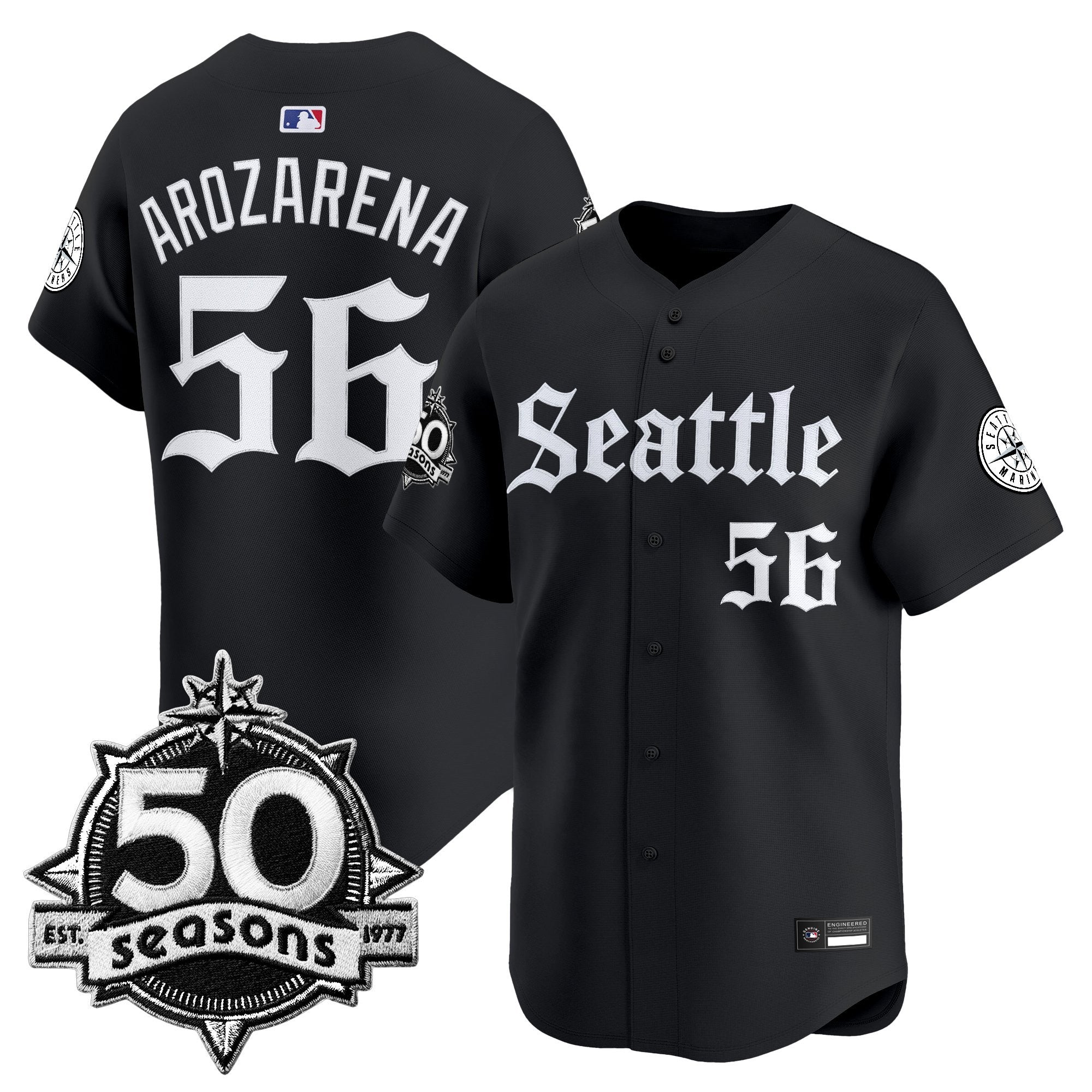 SEA 50 Seasons Patch Vapor Premier Limited Jersey - Gothic Edition - Stitched