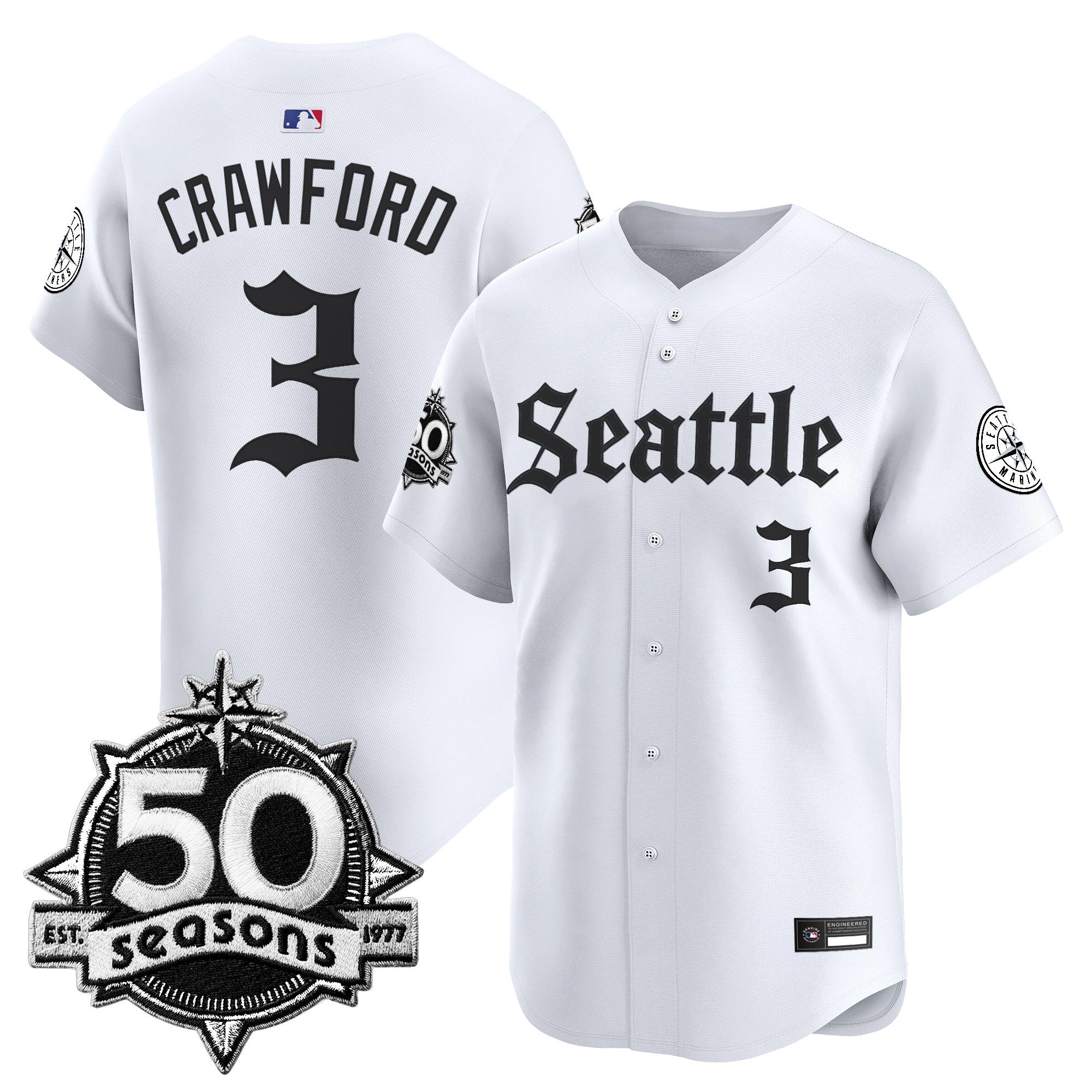 SEA 50 Seasons Patch Vapor Premier Limited Jersey - Gothic Edition - Stitched