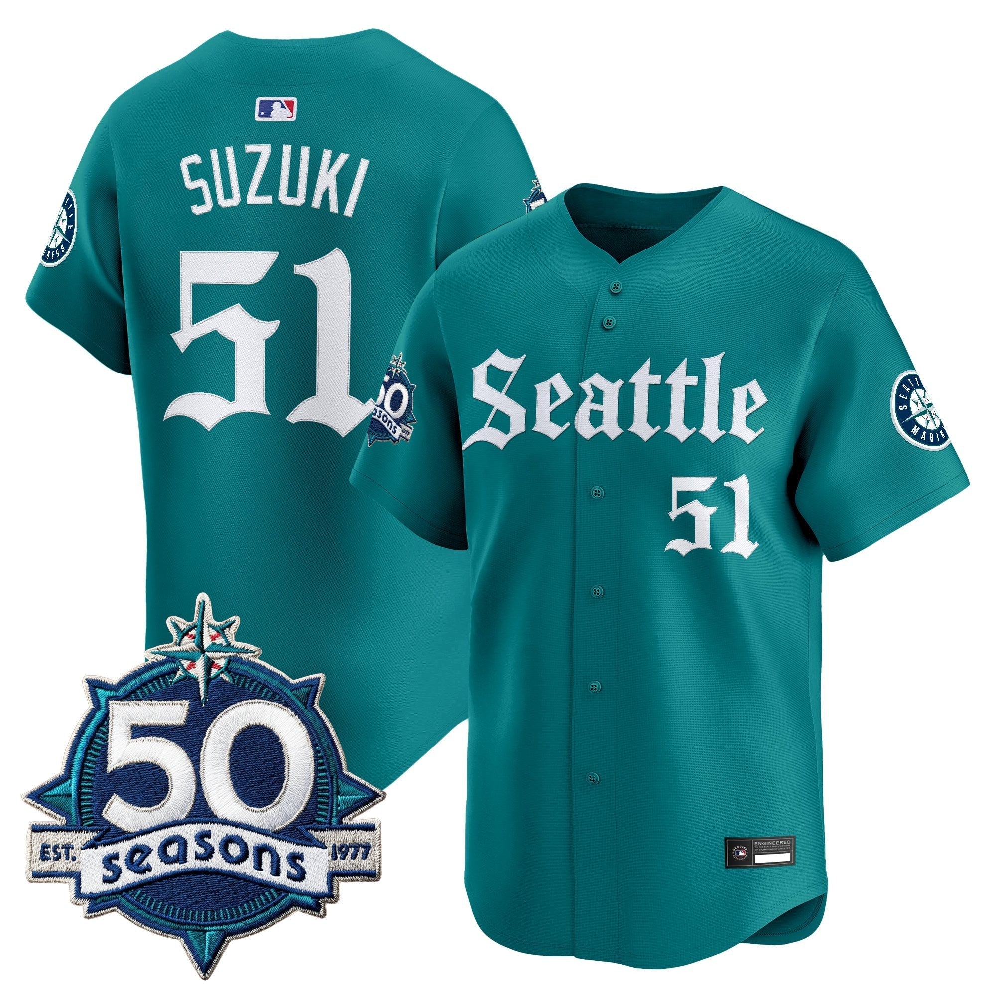 SEA 50 Seasons Patch Vapor Premier Limited Jersey - Gothic Edition - Stitched