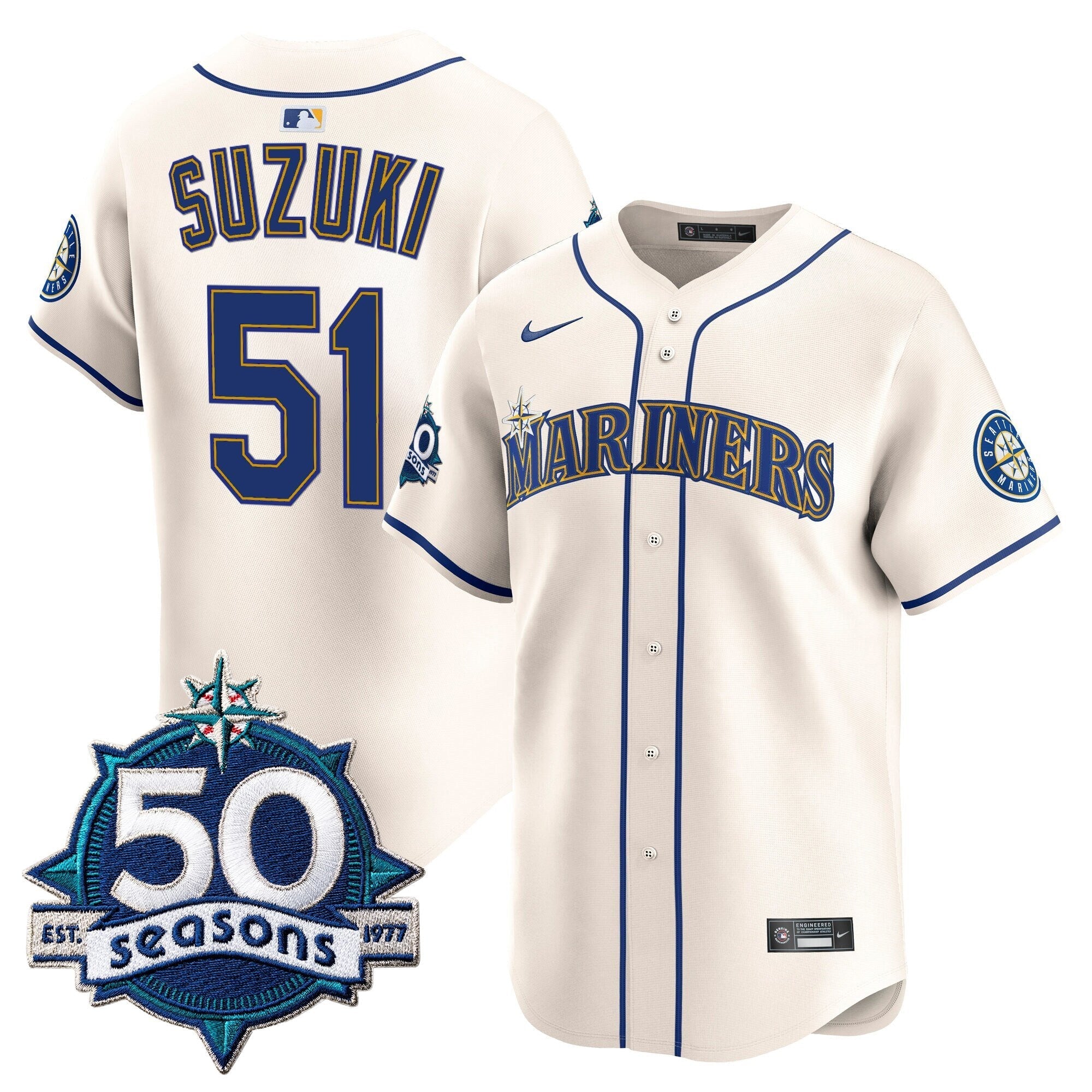 SEA 50 Seasons Patch Vapor Premier Limited Jersey - Stitched