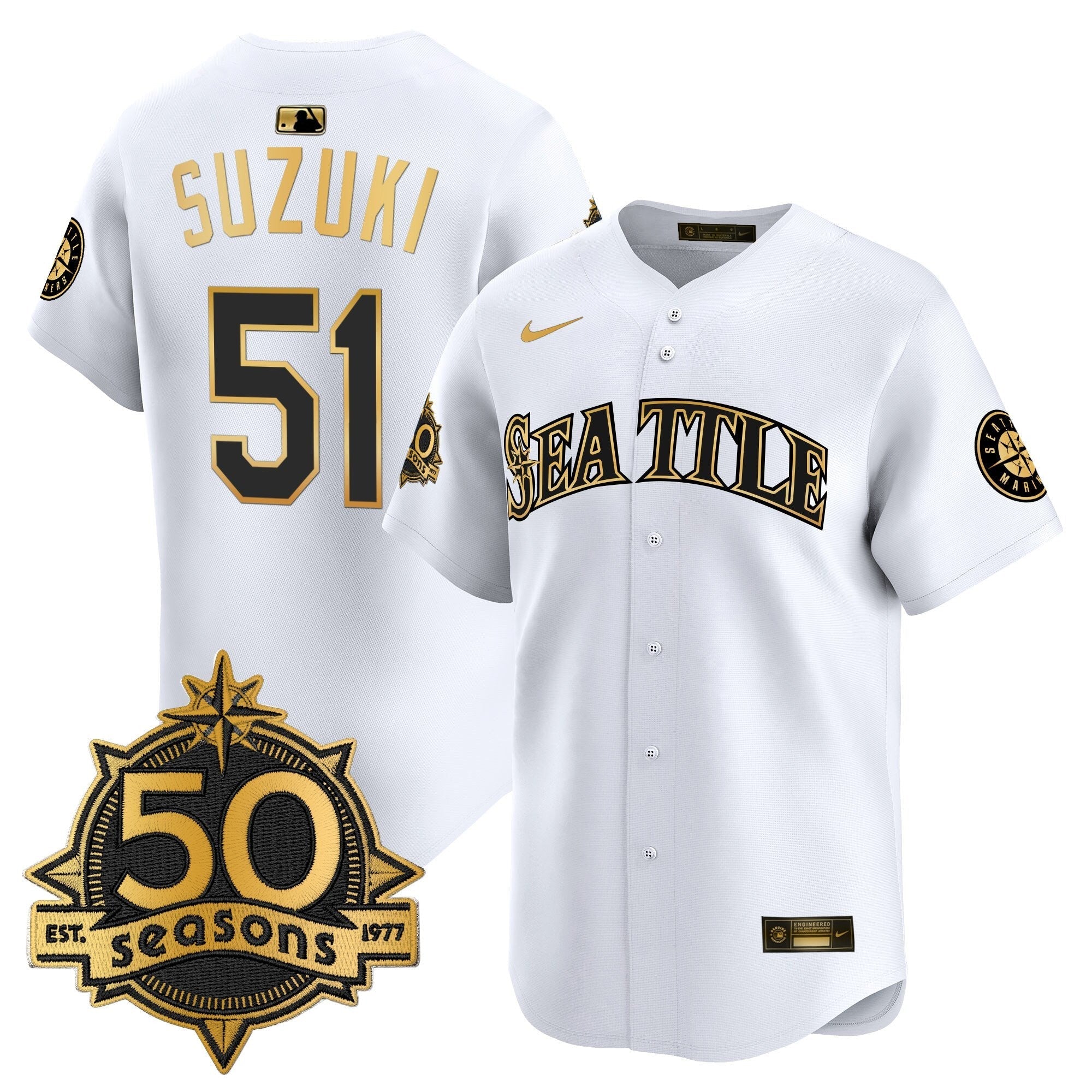 SEA 50 Seasons Patch Vapor Premier Limited Jersey - Stitched