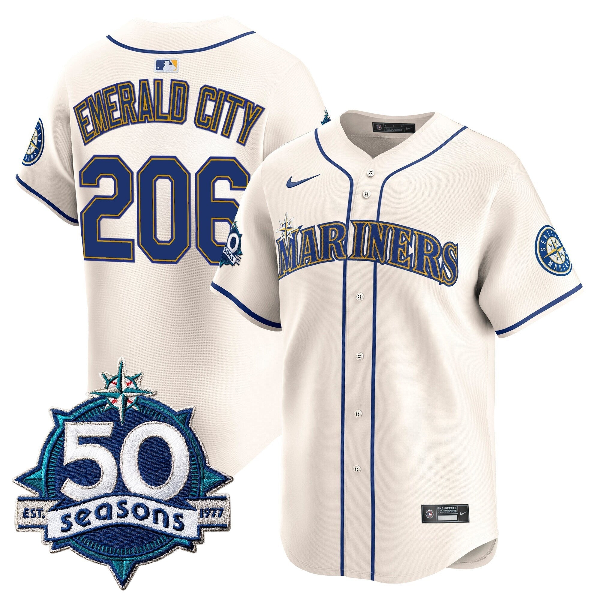 SEA 50 Seasons Patch Vapor Premier Limited Jersey - Stitched