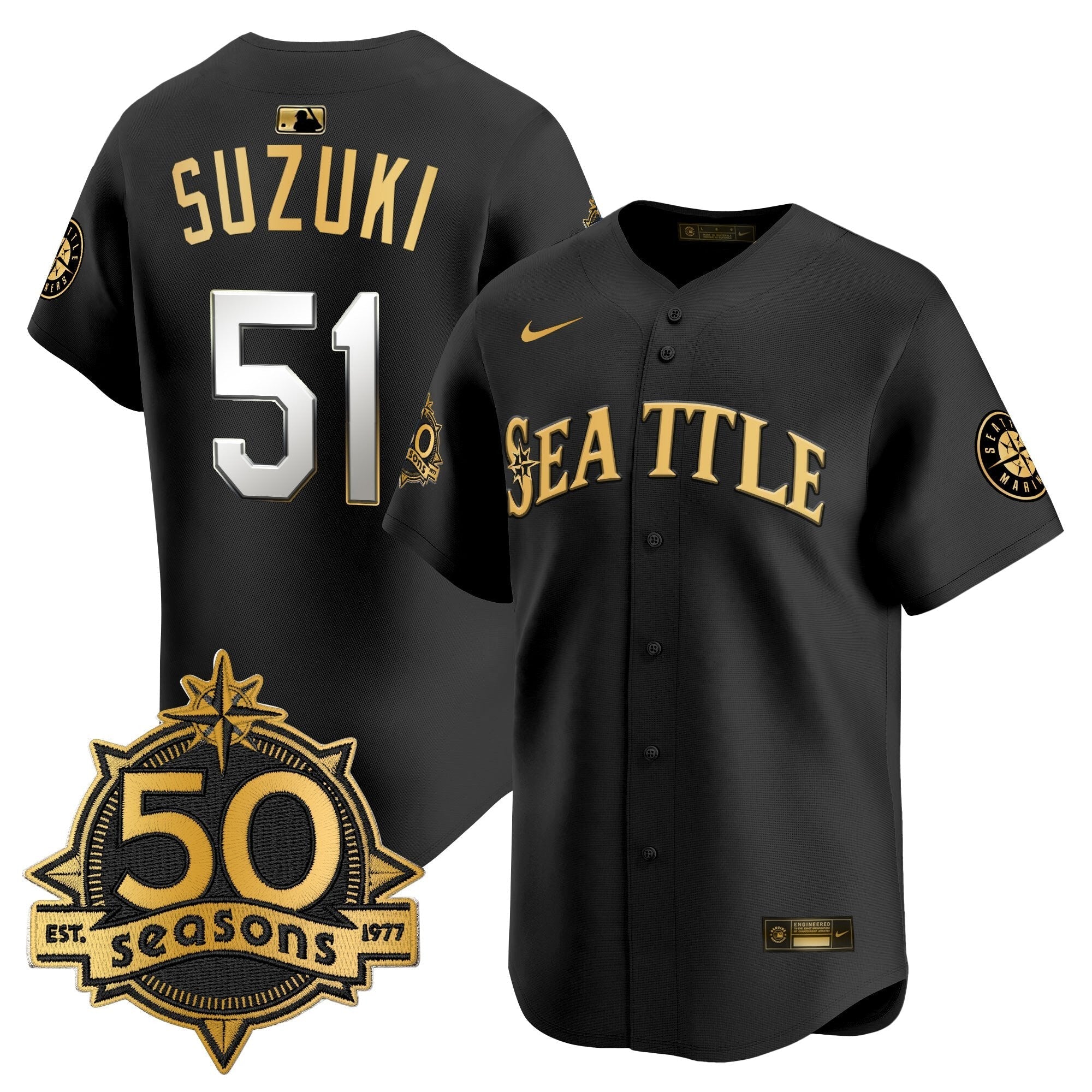 SEA 50 Seasons Patch Vapor Premier Limited Jersey - Stitched