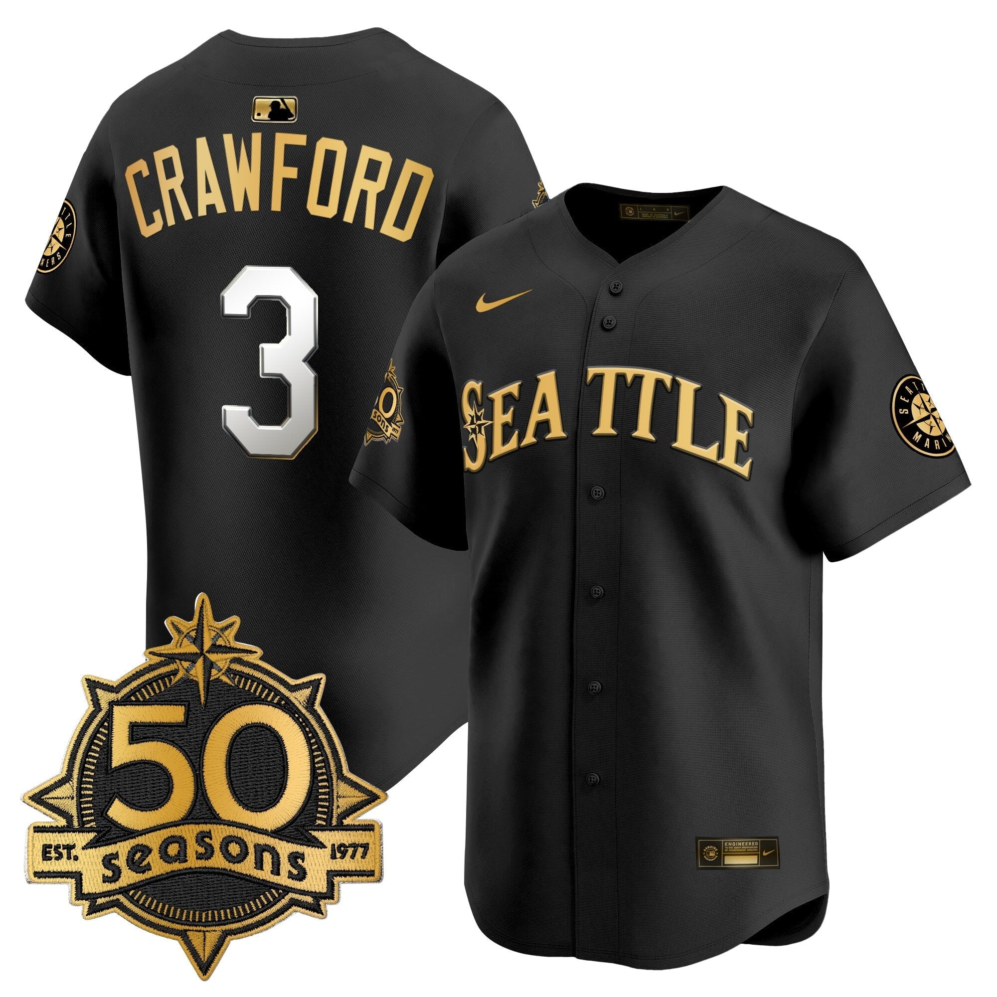 SEA 50 Seasons Patch Vapor Premier Limited Jersey - Stitched