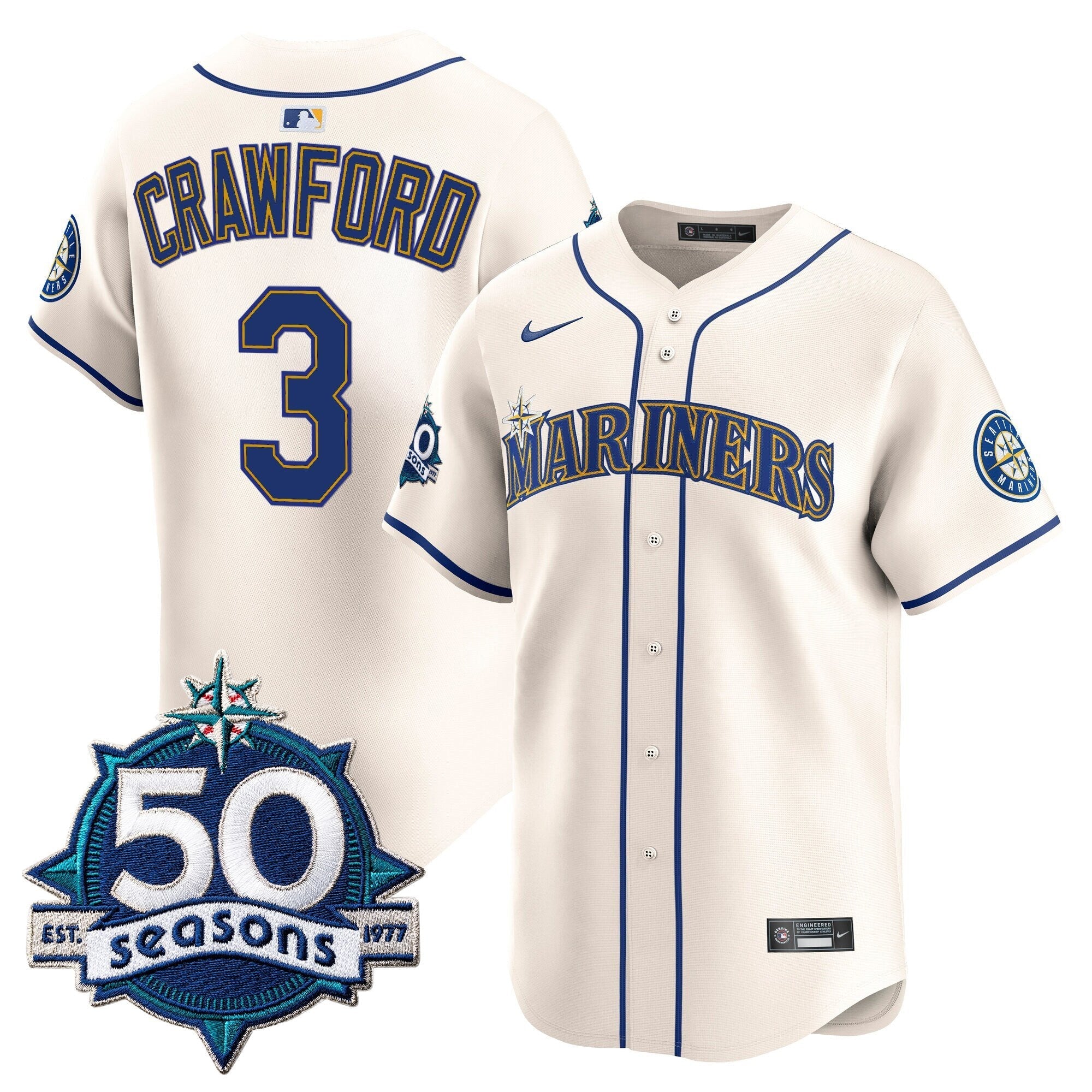 SEA 50 Seasons Patch Vapor Premier Limited Jersey - Stitched