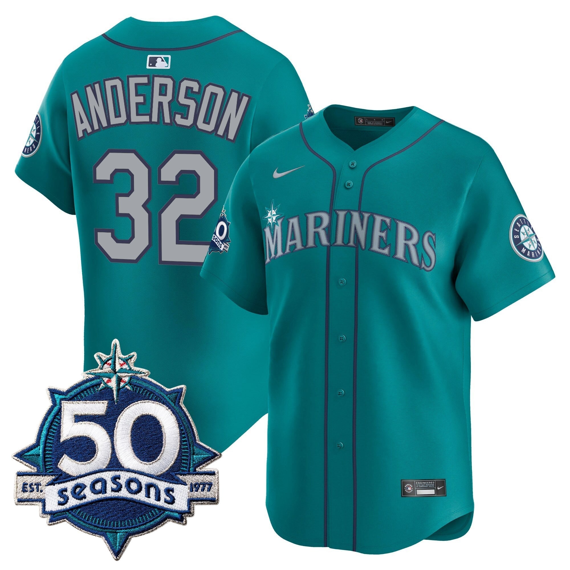 SEA 50 Seasons Patch Vapor Premier Limited Jersey - Stitched