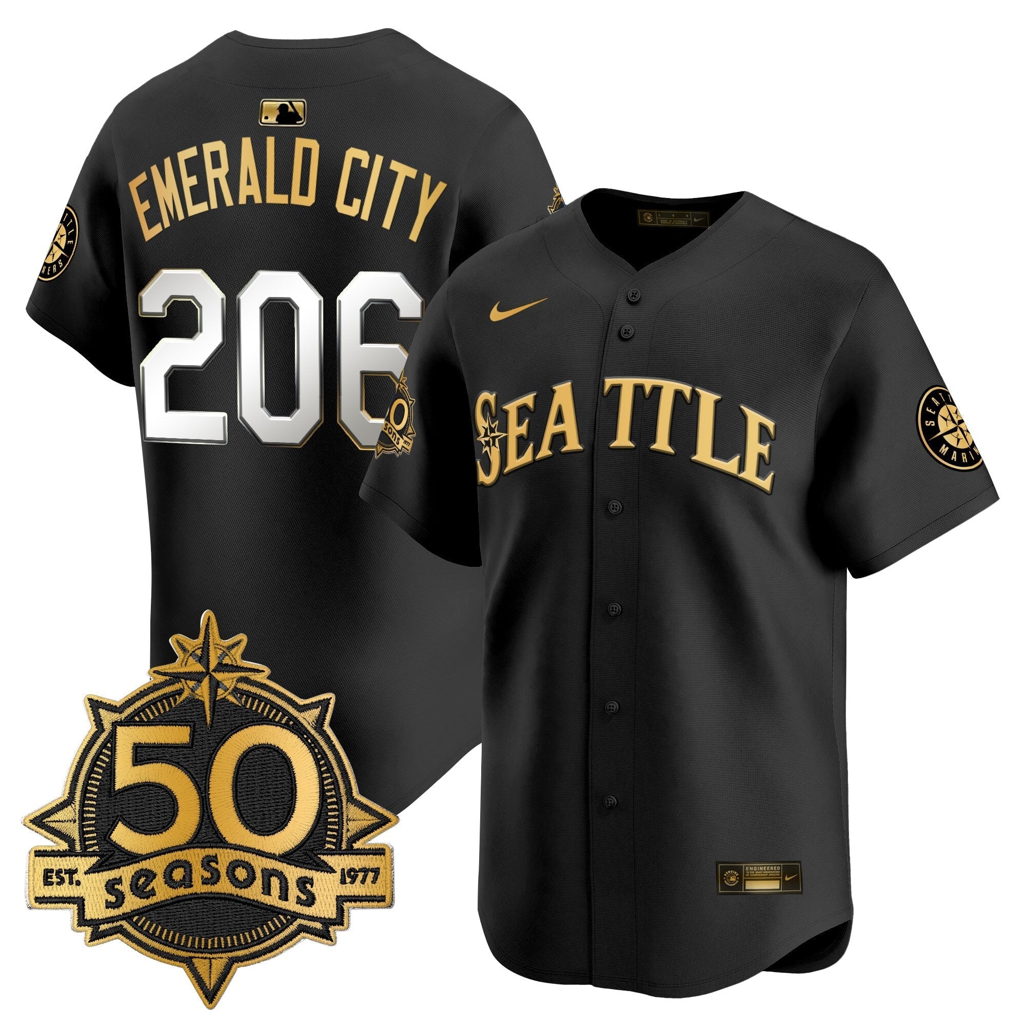 SEA 50 Seasons Patch Vapor Premier Limited Jersey - Stitched