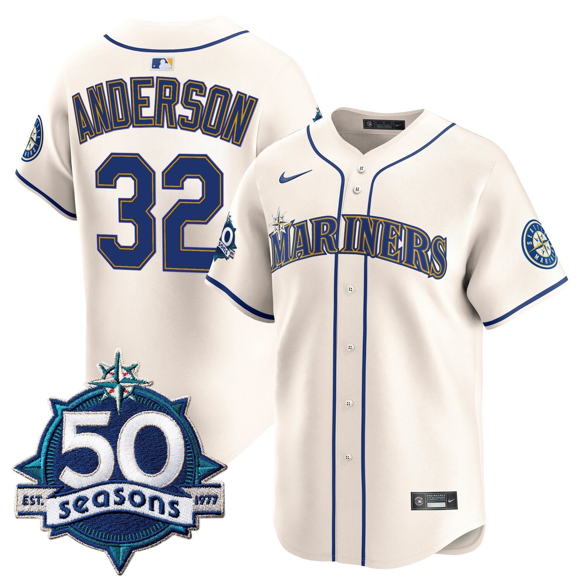 SEA 50 Seasons Patch Vapor Premier Limited Jersey - Stitched