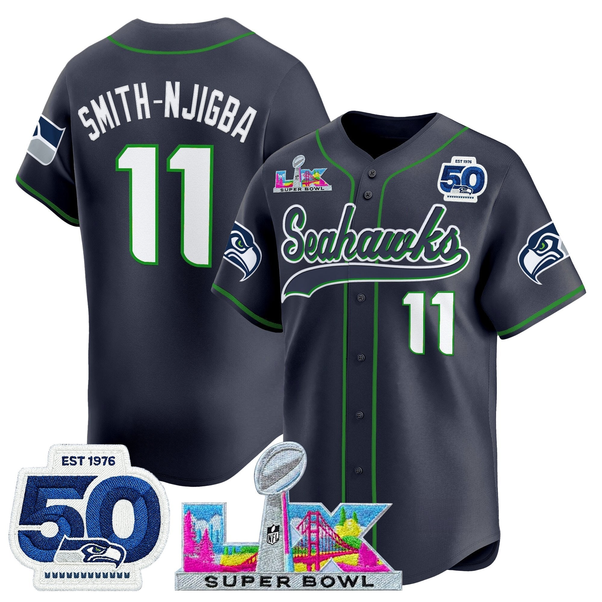 SEA Super Bowl LX Vapor Baseball Jersey - Stitched