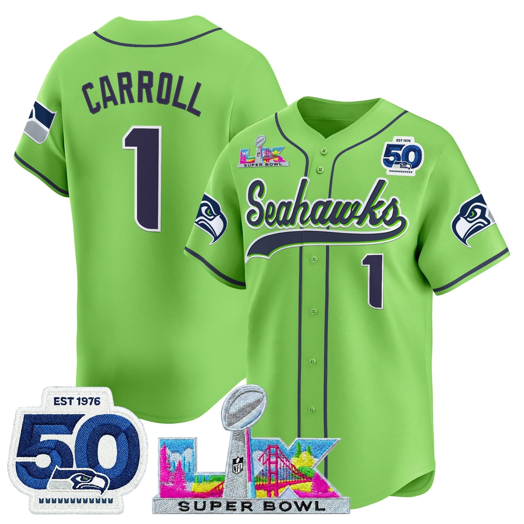 SEA Super Bowl LX Vapor Baseball Jersey - Stitched