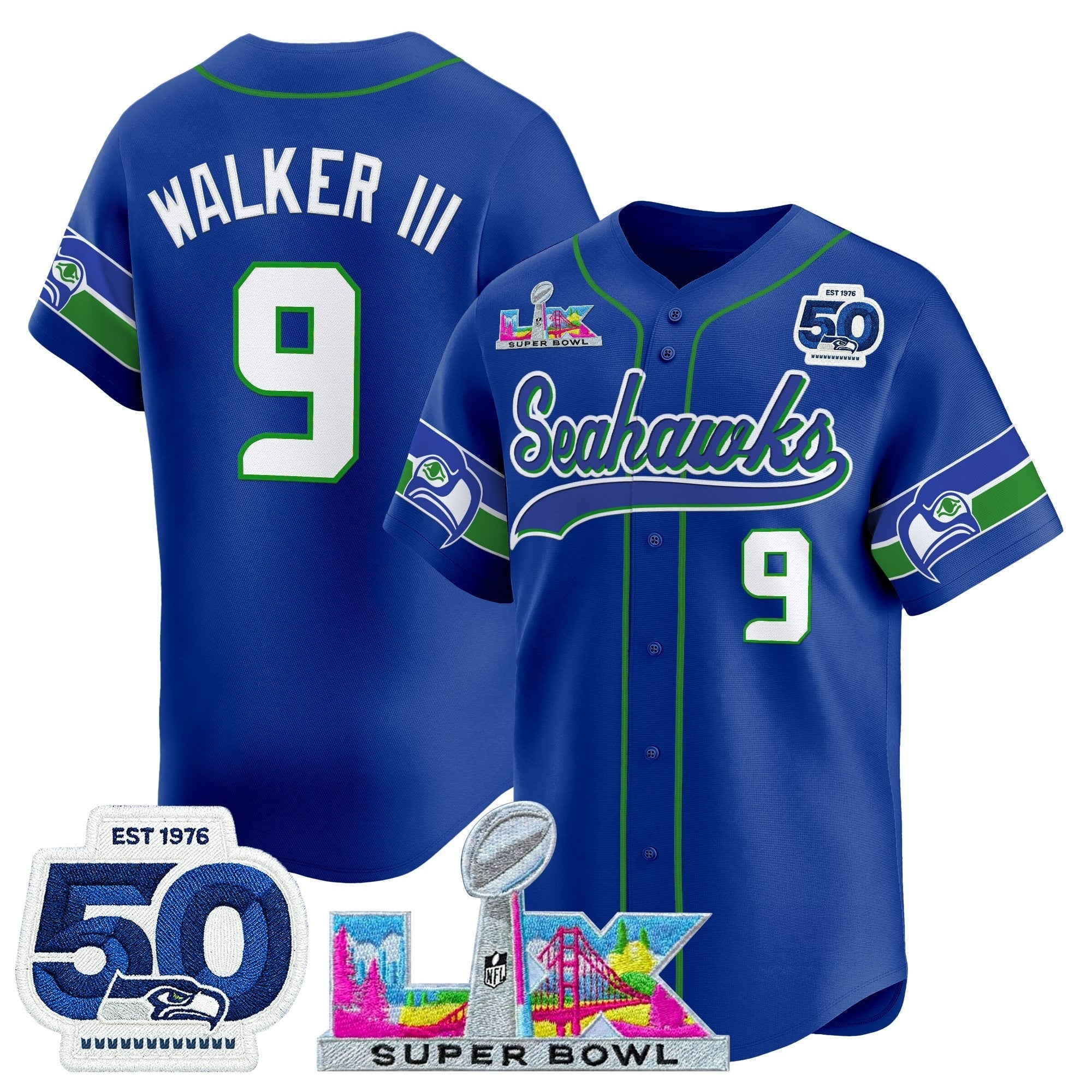 SEA Super Bowl LX Vapor Baseball Jersey - Stitched