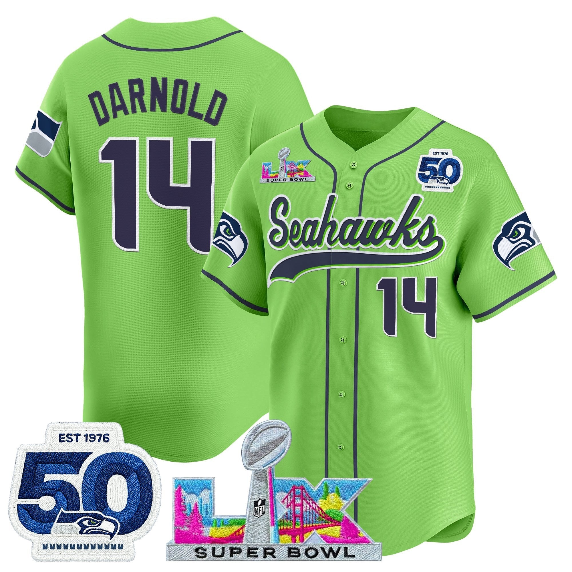 SEA Super Bowl LX Vapor Baseball Jersey - Stitched