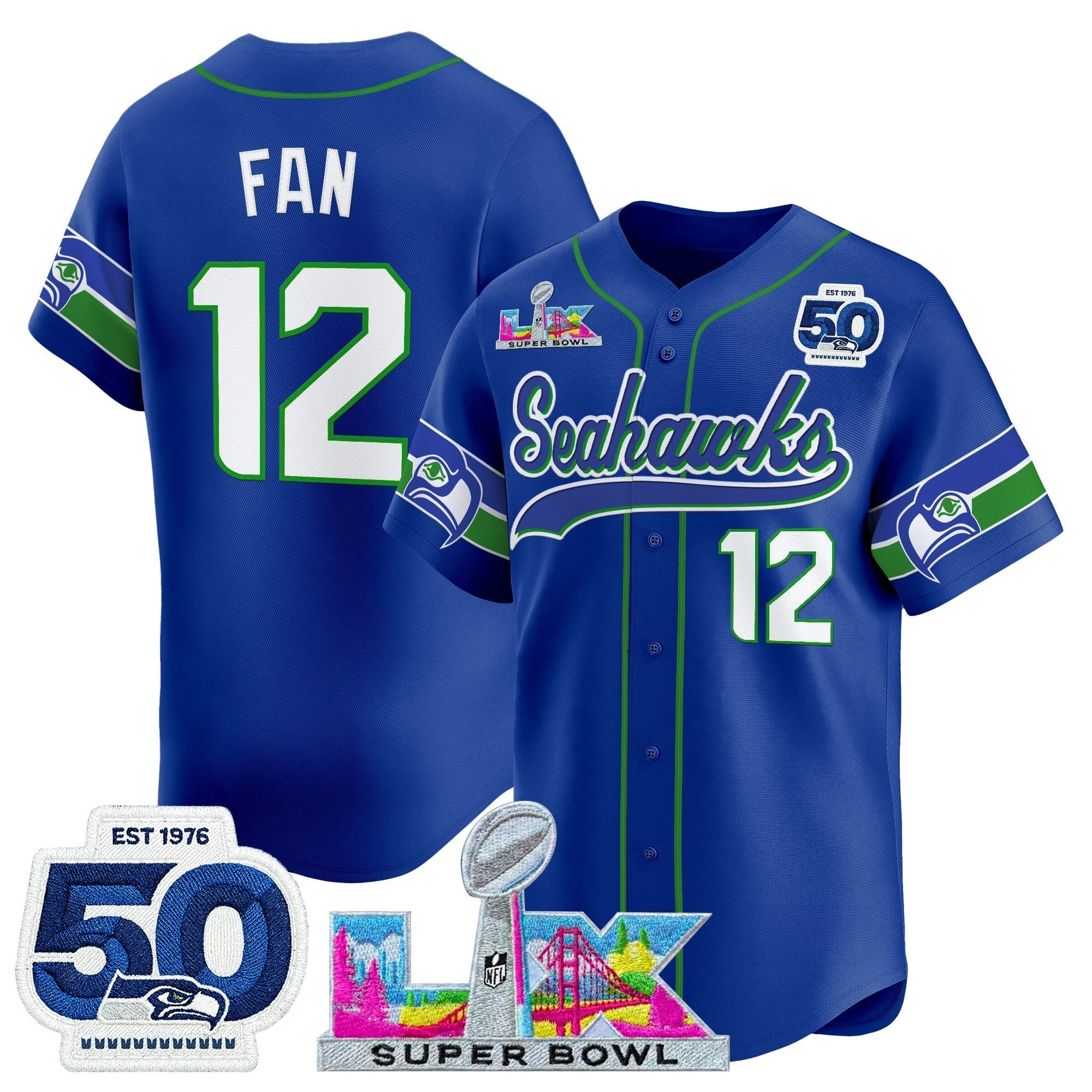 SEA Super Bowl LX Vapor Baseball Jersey - Stitched