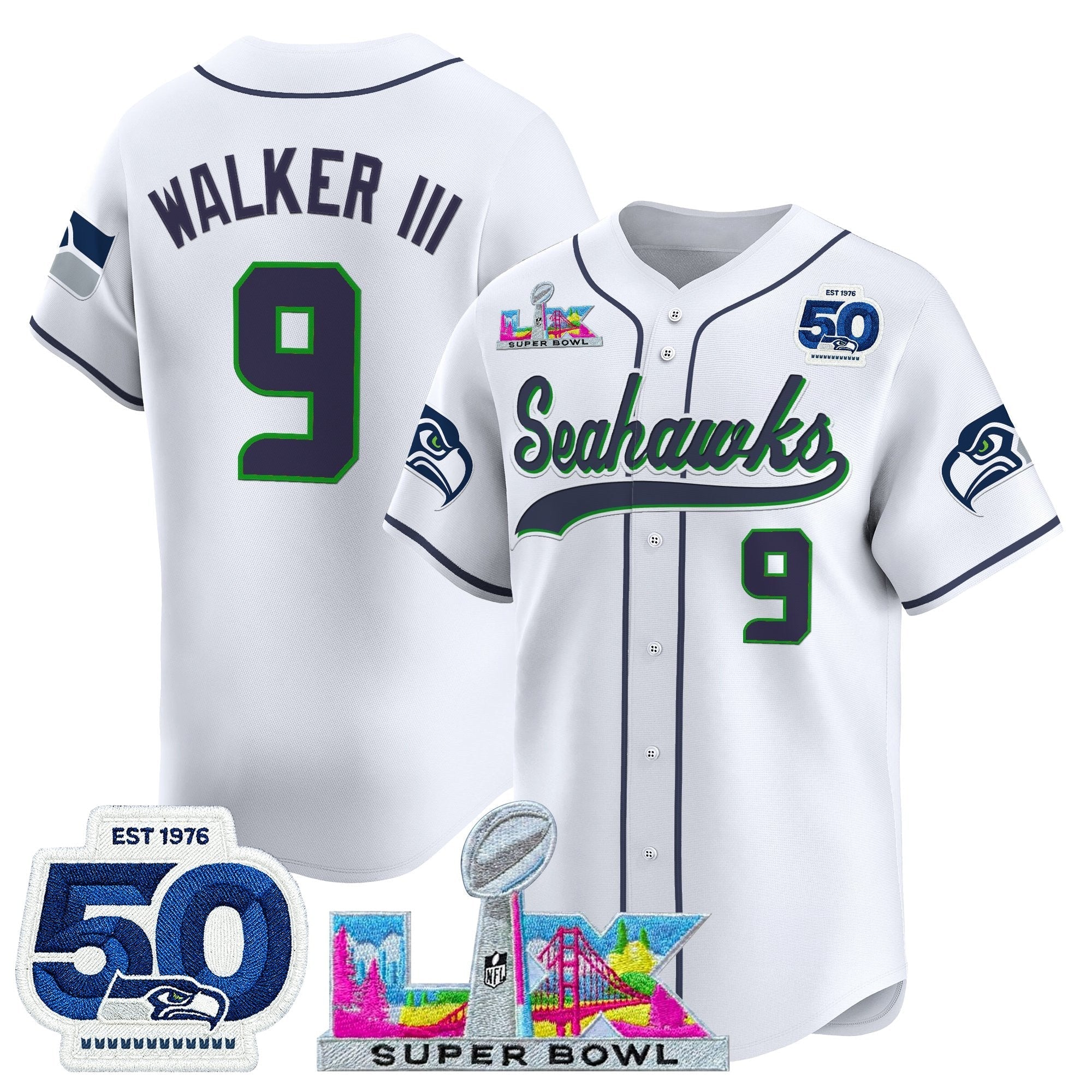 SEA Super Bowl LX Vapor Baseball Jersey - Stitched