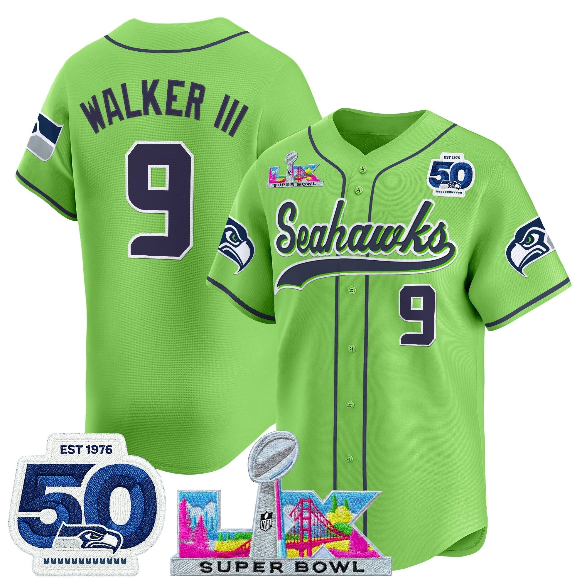 SEA Super Bowl LX Vapor Baseball Jersey - Stitched