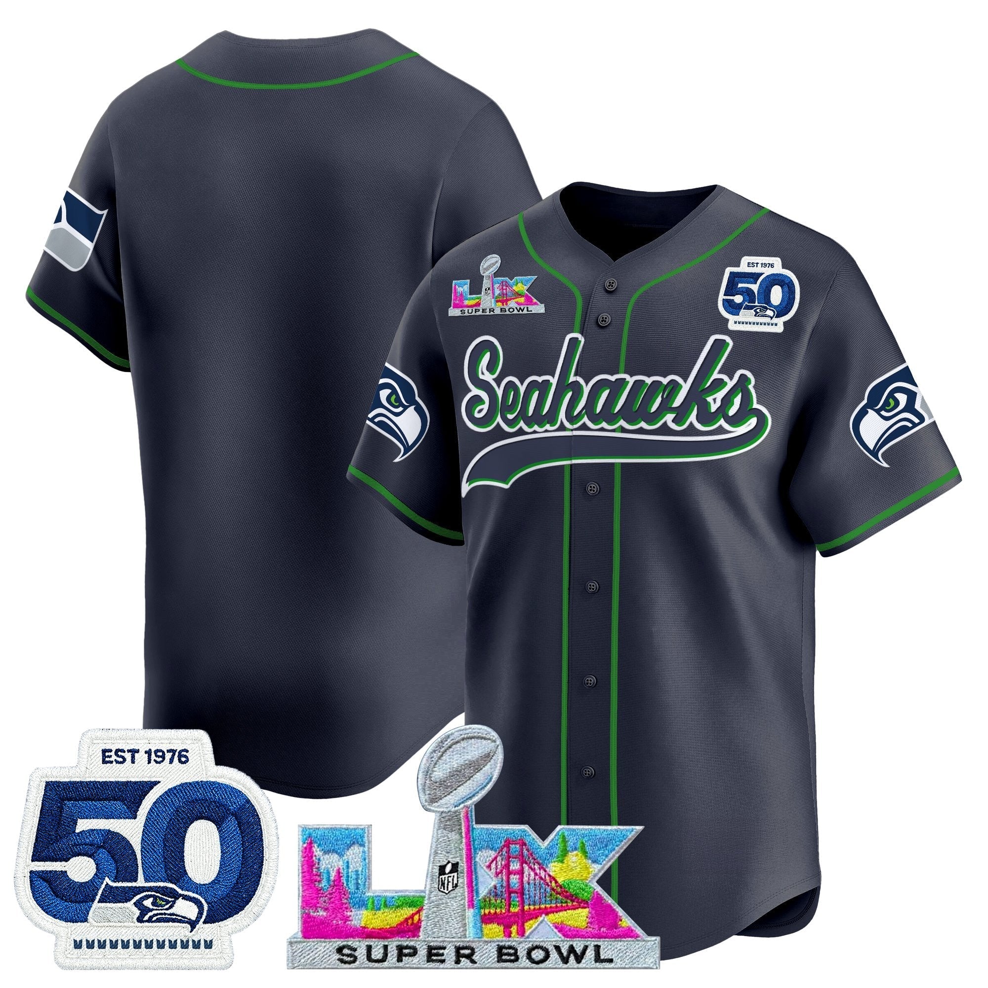 SEA Super Bowl LX Vapor Baseball Jersey - Stitched
