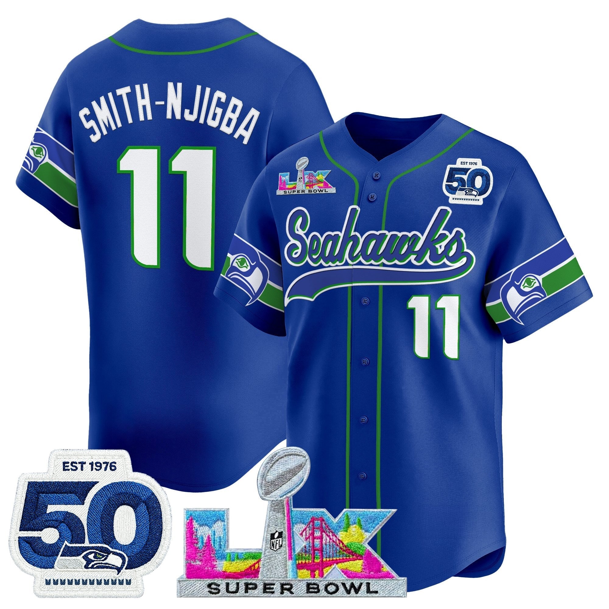SEA Super Bowl LX Vapor Baseball Jersey - Stitched