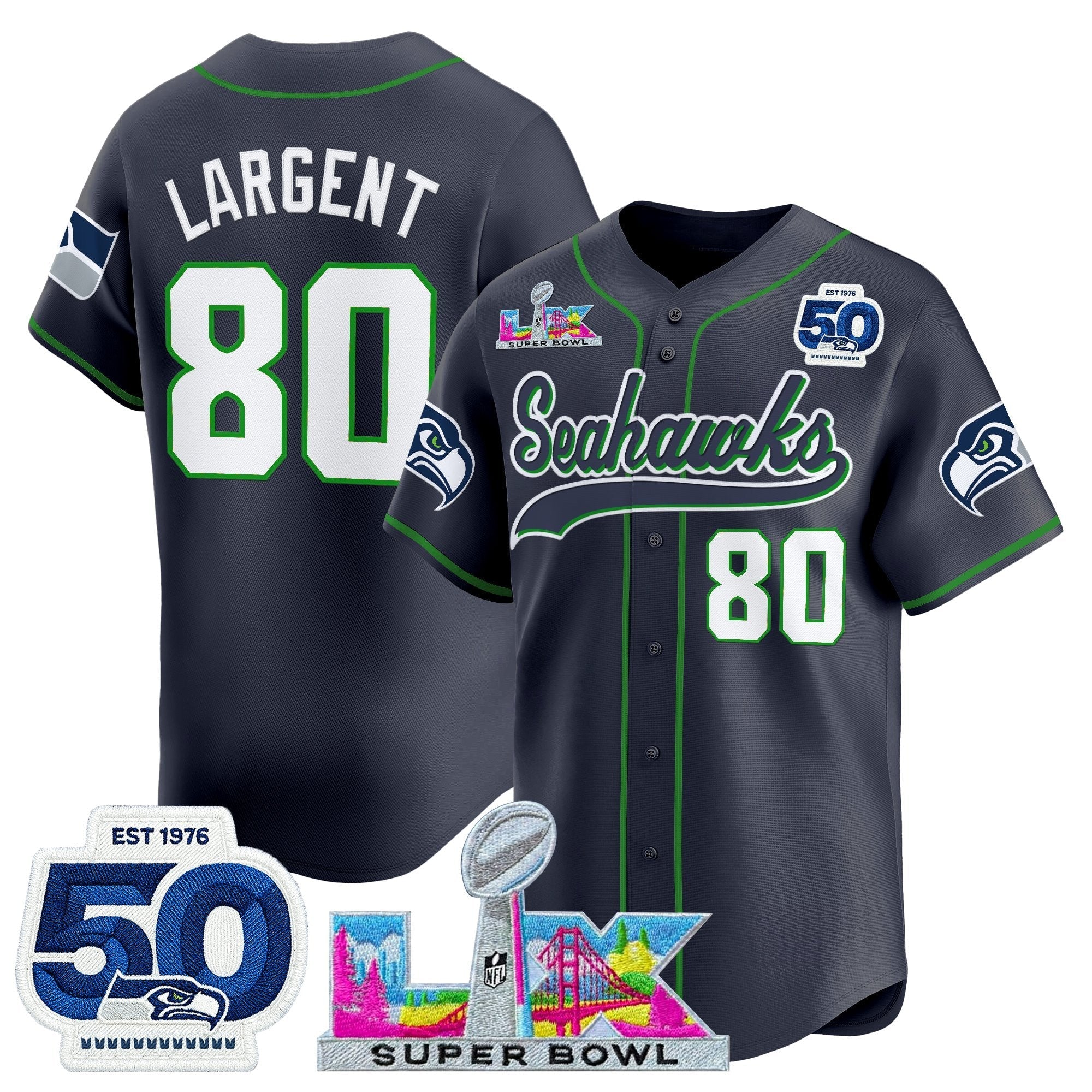 SEA Super Bowl LX Vapor Baseball Jersey - Stitched
