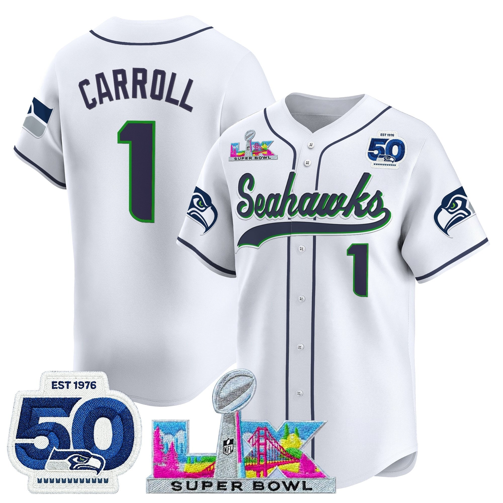 SEA Super Bowl LX Vapor Baseball Jersey - Stitched