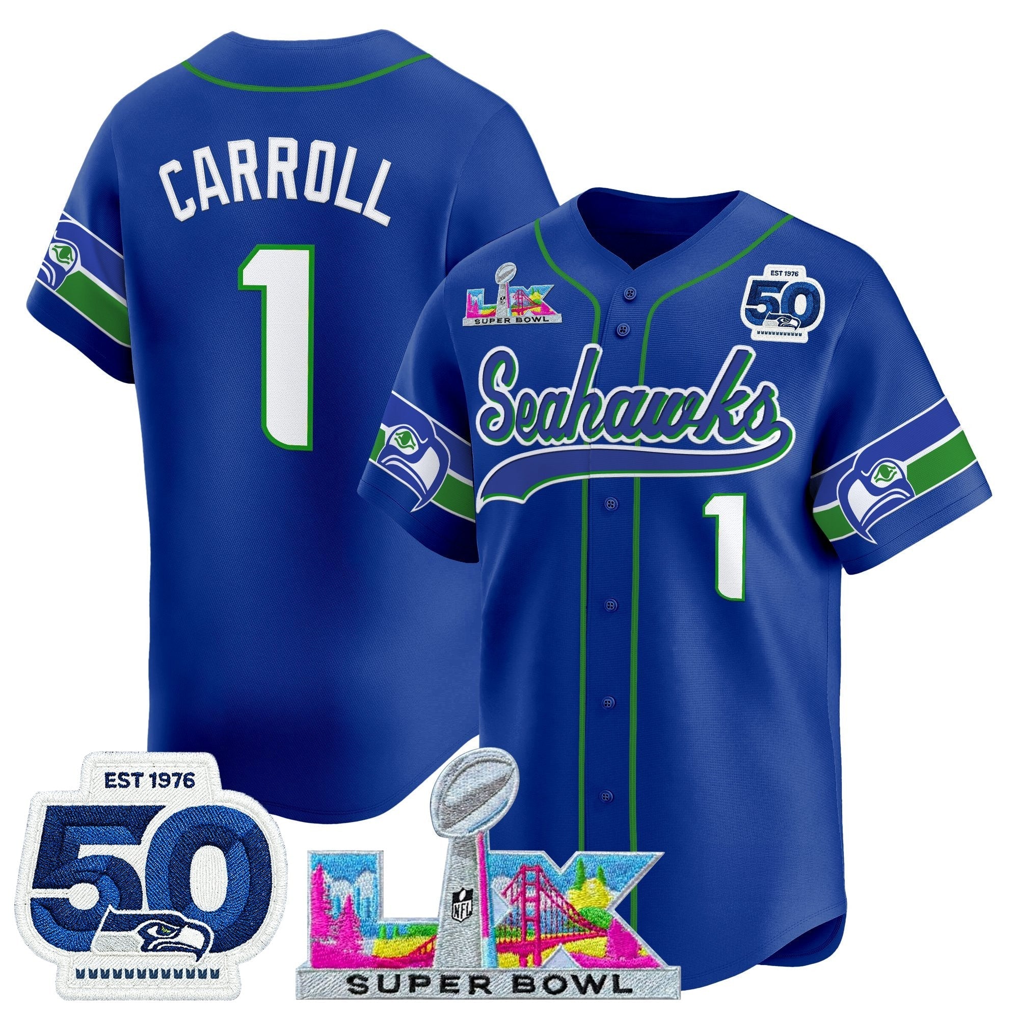 SEA Super Bowl LX Vapor Baseball Jersey - Stitched