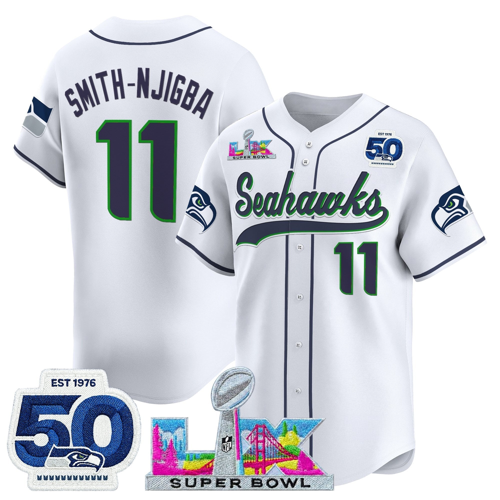 SEA Super Bowl LX Vapor Baseball Jersey - Stitched
