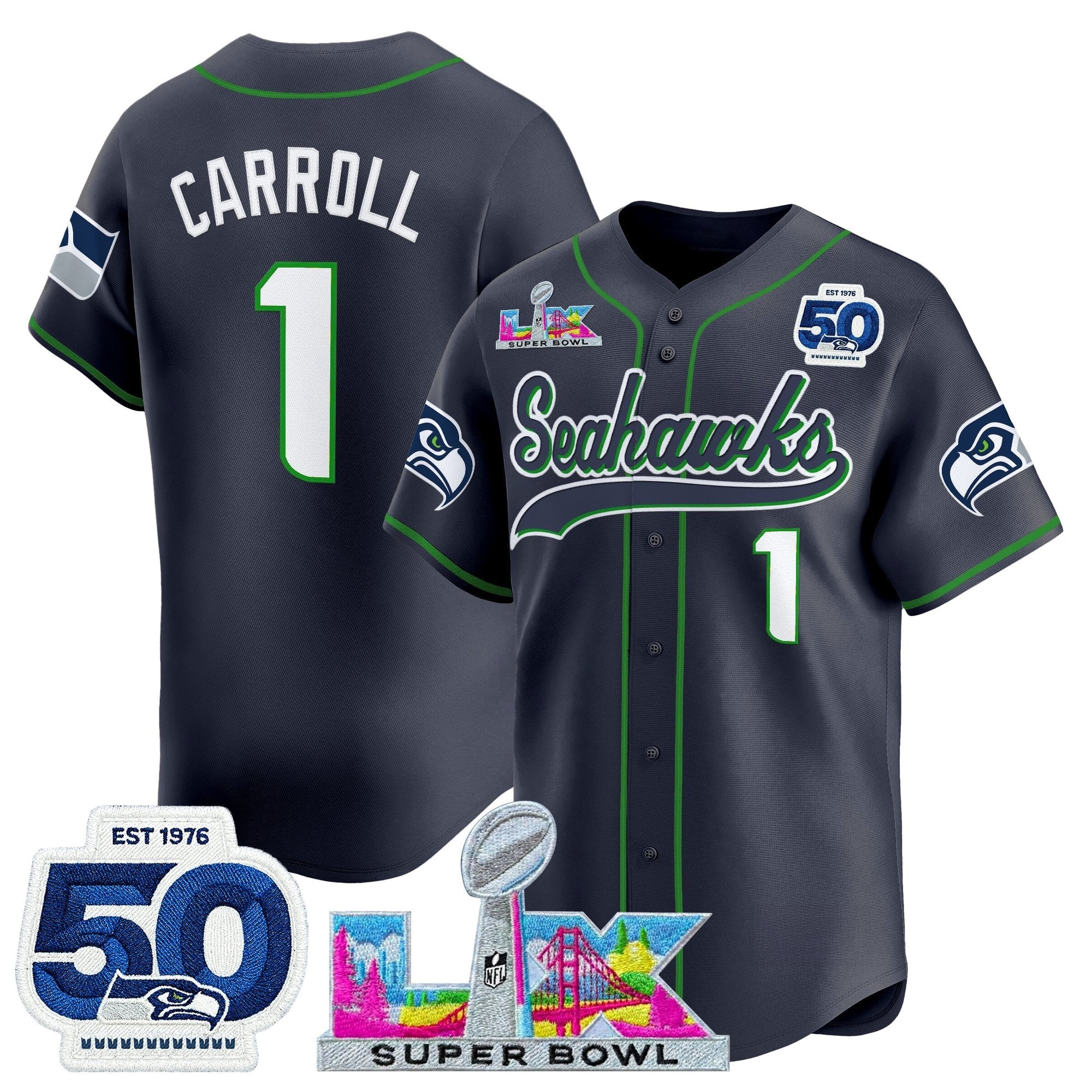 SEA Super Bowl LX Vapor Baseball Jersey - Stitched