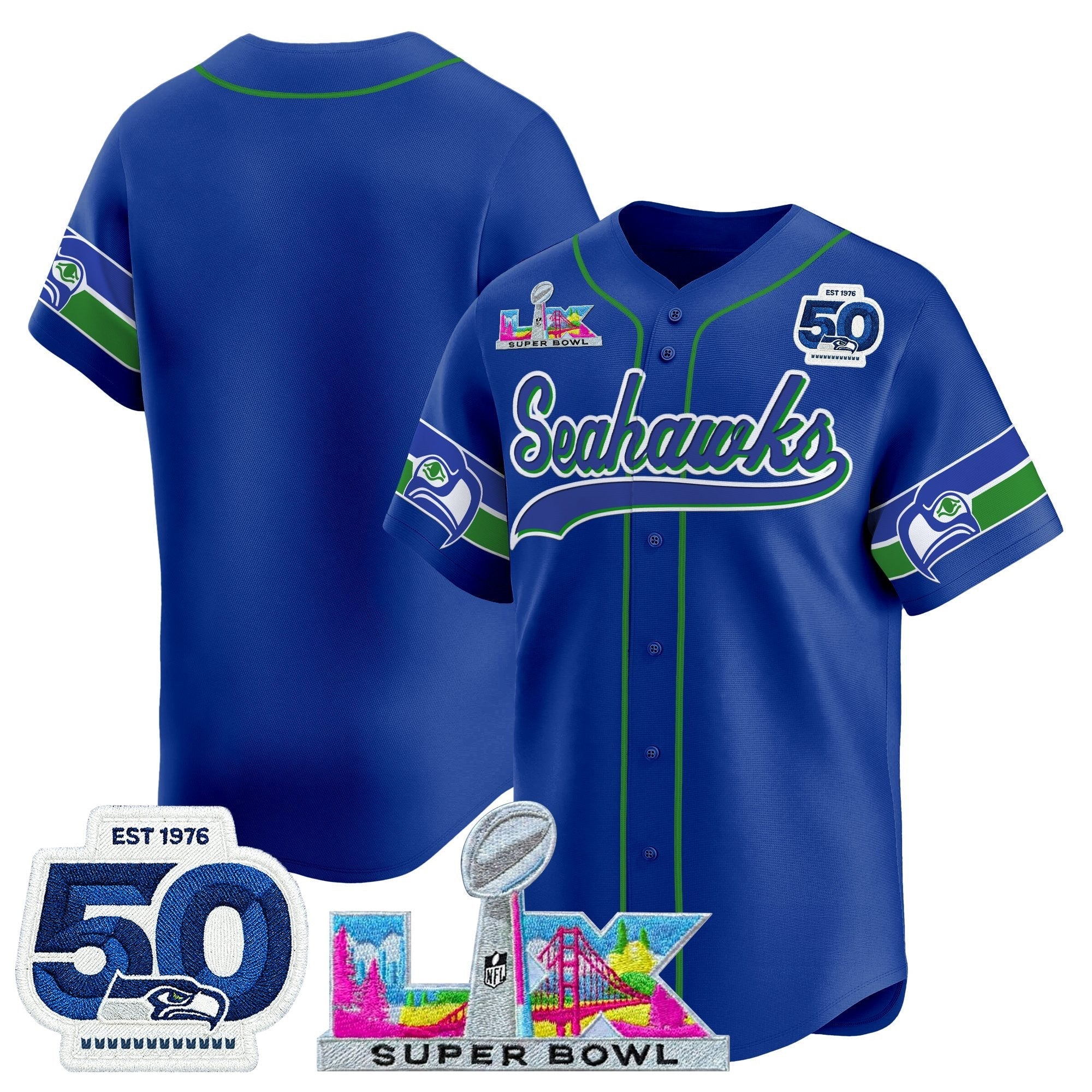 SEA Super Bowl LX Vapor Baseball Jersey - Stitched