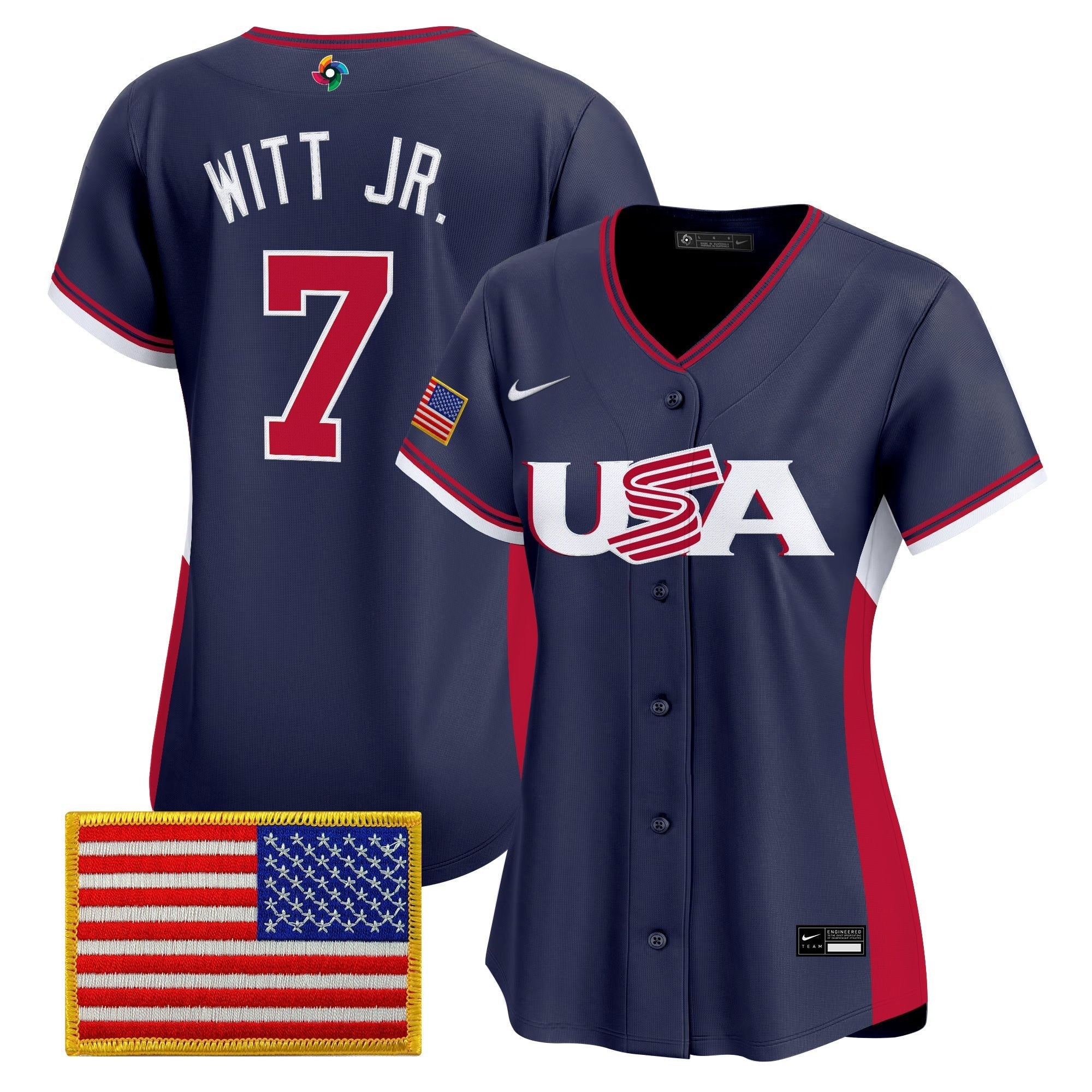 Women's Team USA World Baseball Classic Vapor Premier Jersey - 2026 Roster (Projected Number) - Stitched