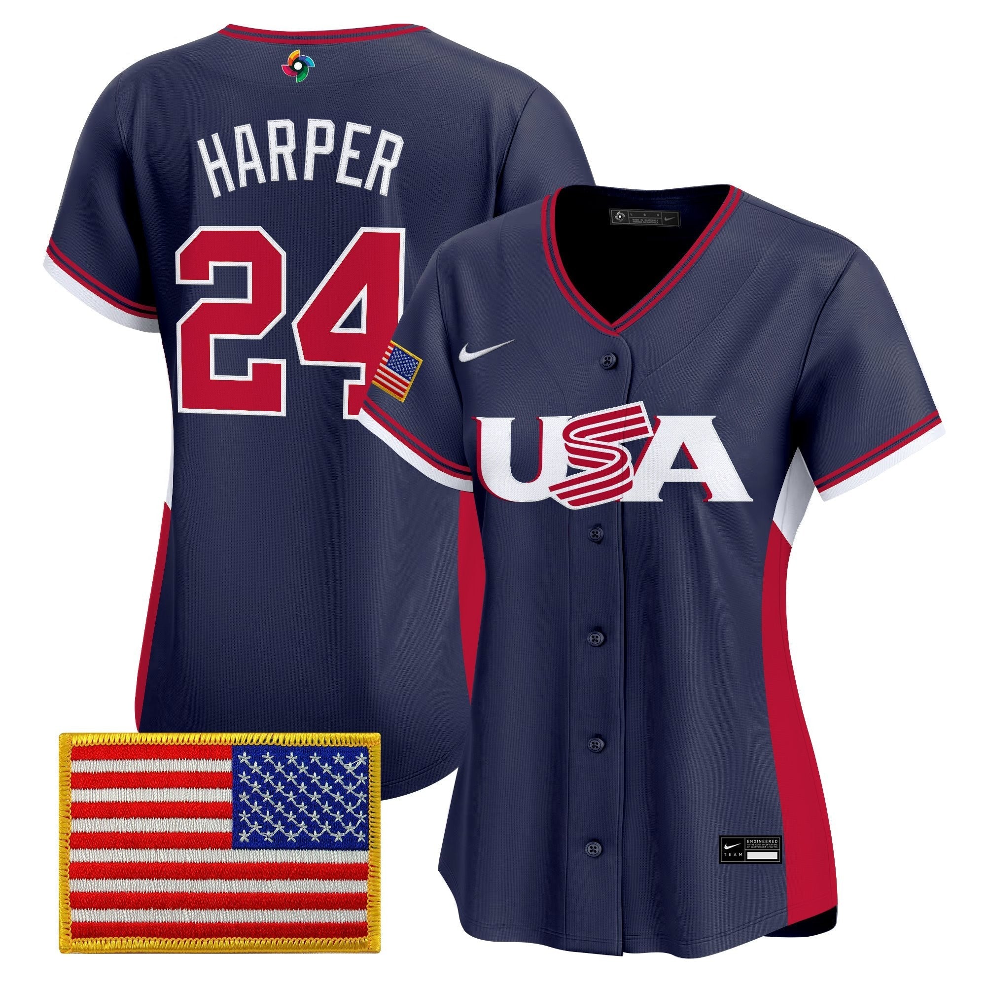 Women's Team USA World Baseball Classic Vapor Premier Jersey - 2026 Roster (Projected Number) - Stitched