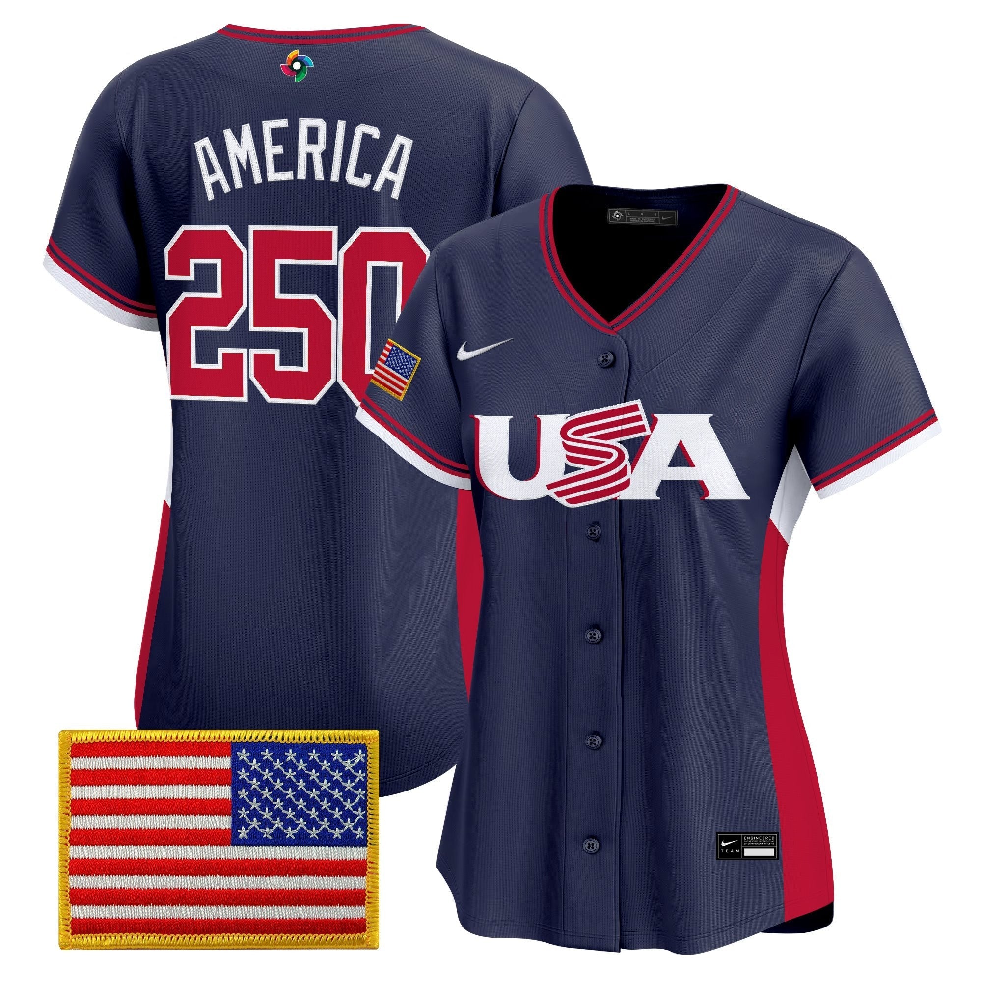 Women's Team USA World Baseball Classic Vapor Premier Jersey - 2026 Roster (Projected Number) - Stitched