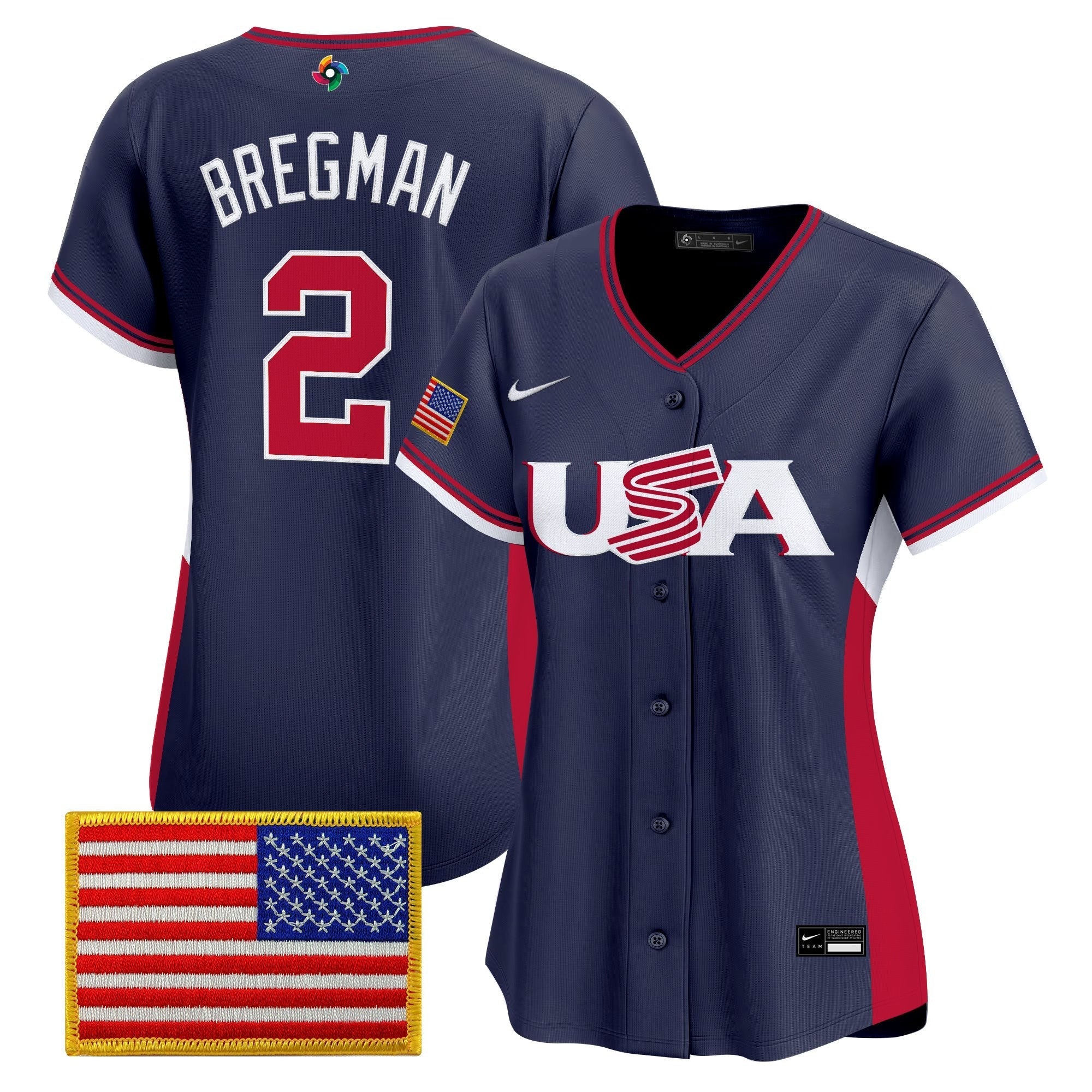 Women's Team USA World Baseball Classic Vapor Premier Jersey - 2026 Roster (Projected Number) - Stitched