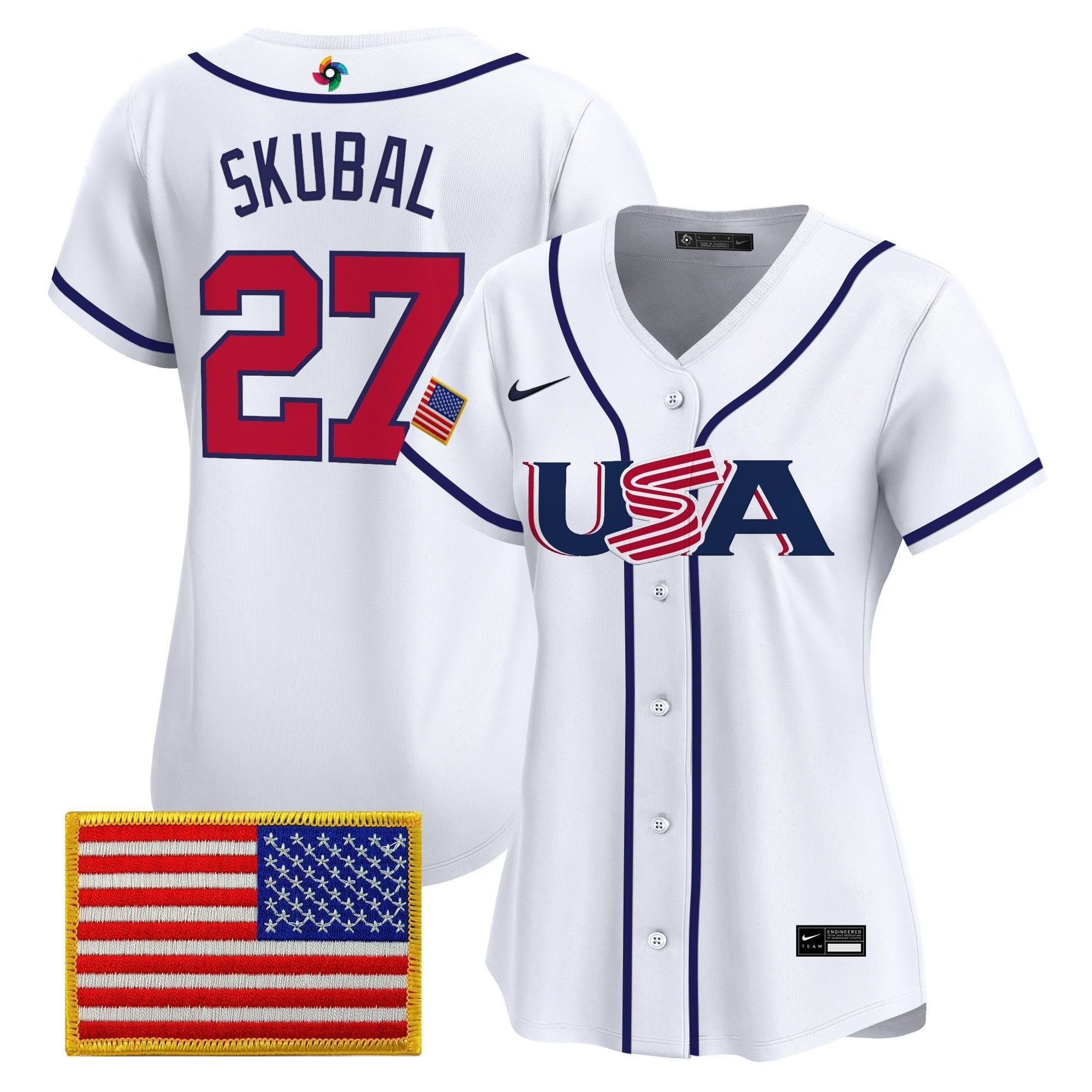 Women's Team USA World Baseball Classic Vapor Premier Jersey - 2026 Roster (Projected Number) - Stitched