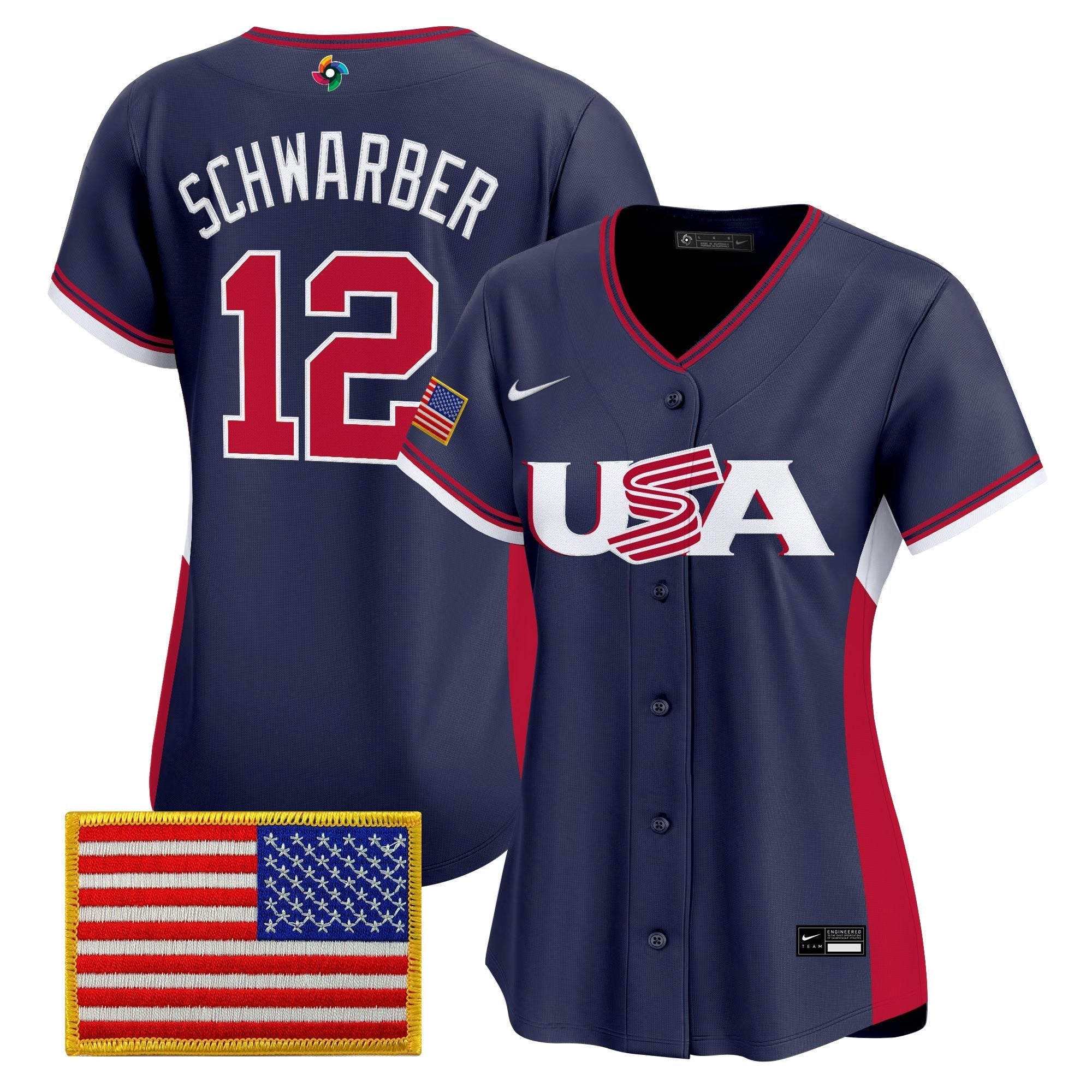 Women's Team USA World Baseball Classic Vapor Premier Jersey - 2026 Roster (Projected Number) - Stitched