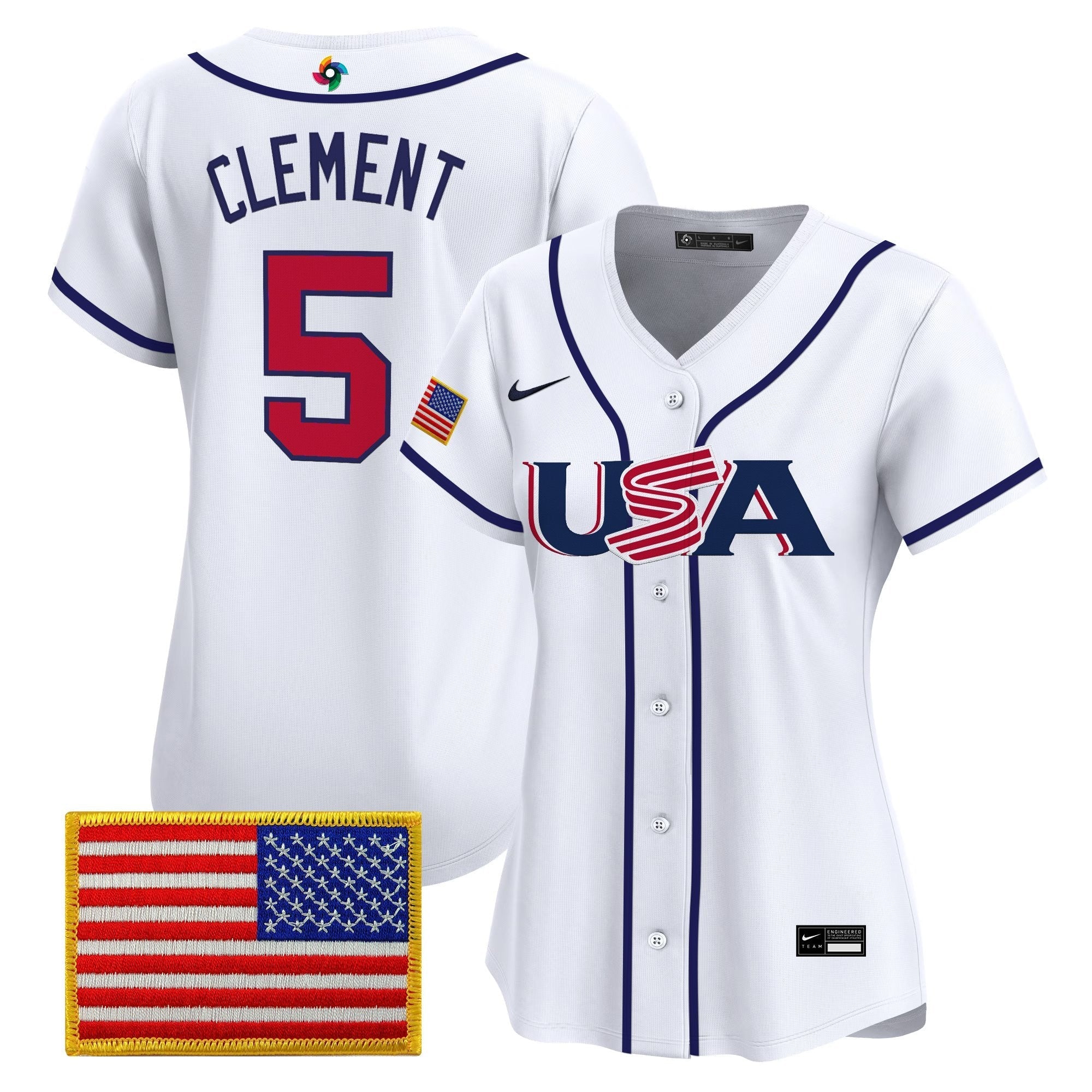 Women's Team USA World Baseball Classic Vapor Premier Jersey - 2026 Roster (Projected Number) - Stitched