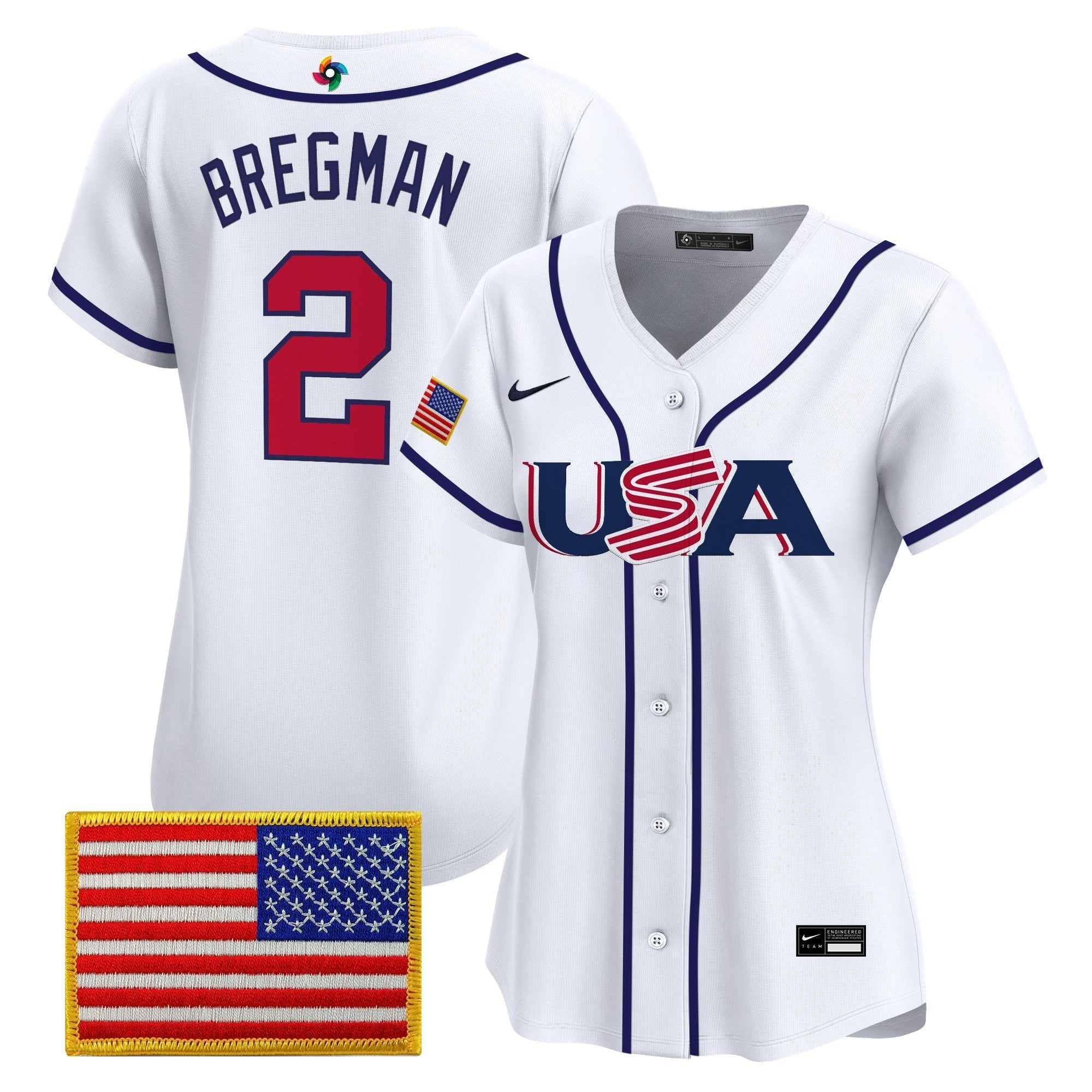 Women's Team USA World Baseball Classic Vapor Premier Jersey - 2026 Roster (Projected Number) - Stitched