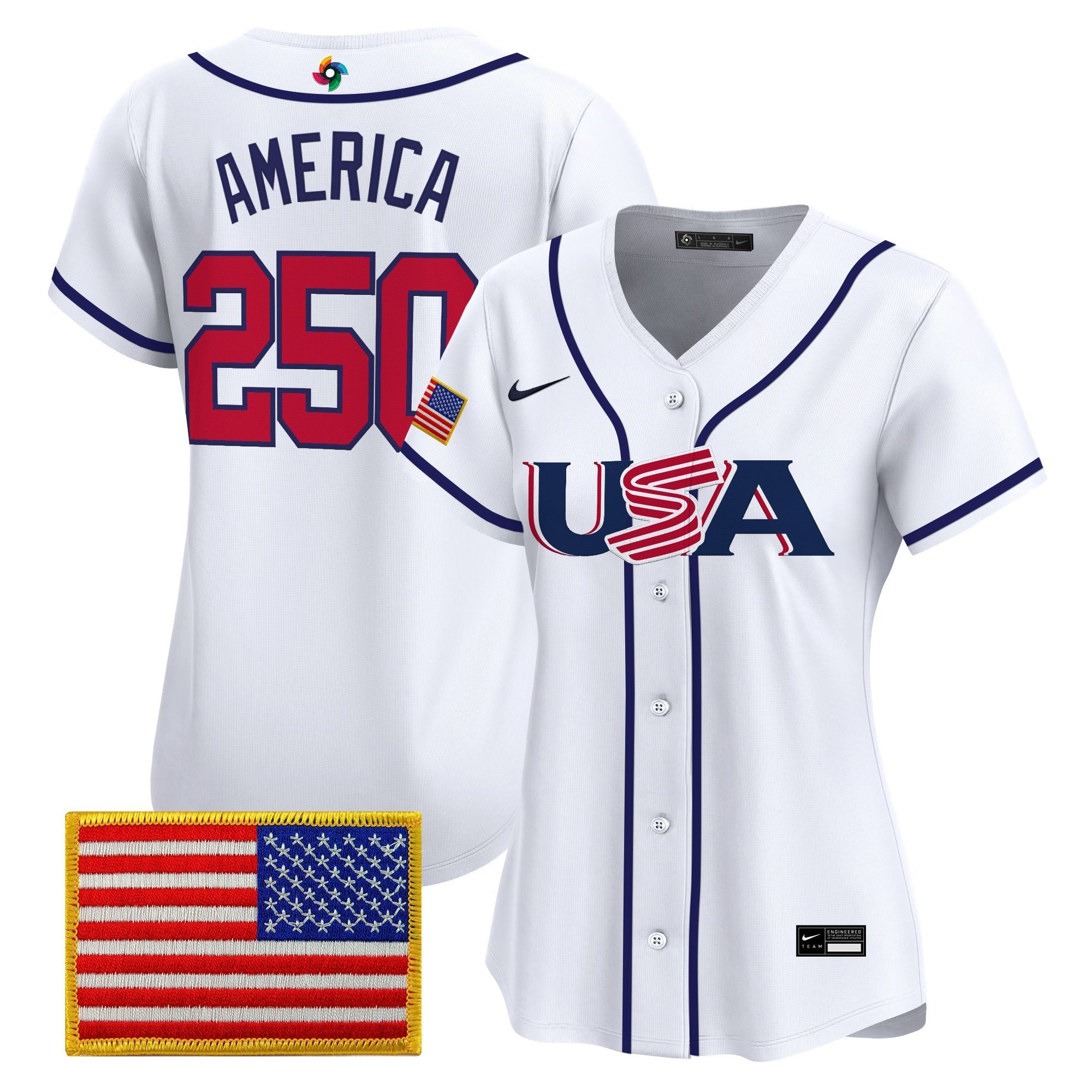Women's Team USA World Baseball Classic Vapor Premier Jersey - 2026 Roster (Projected Number) - Stitched